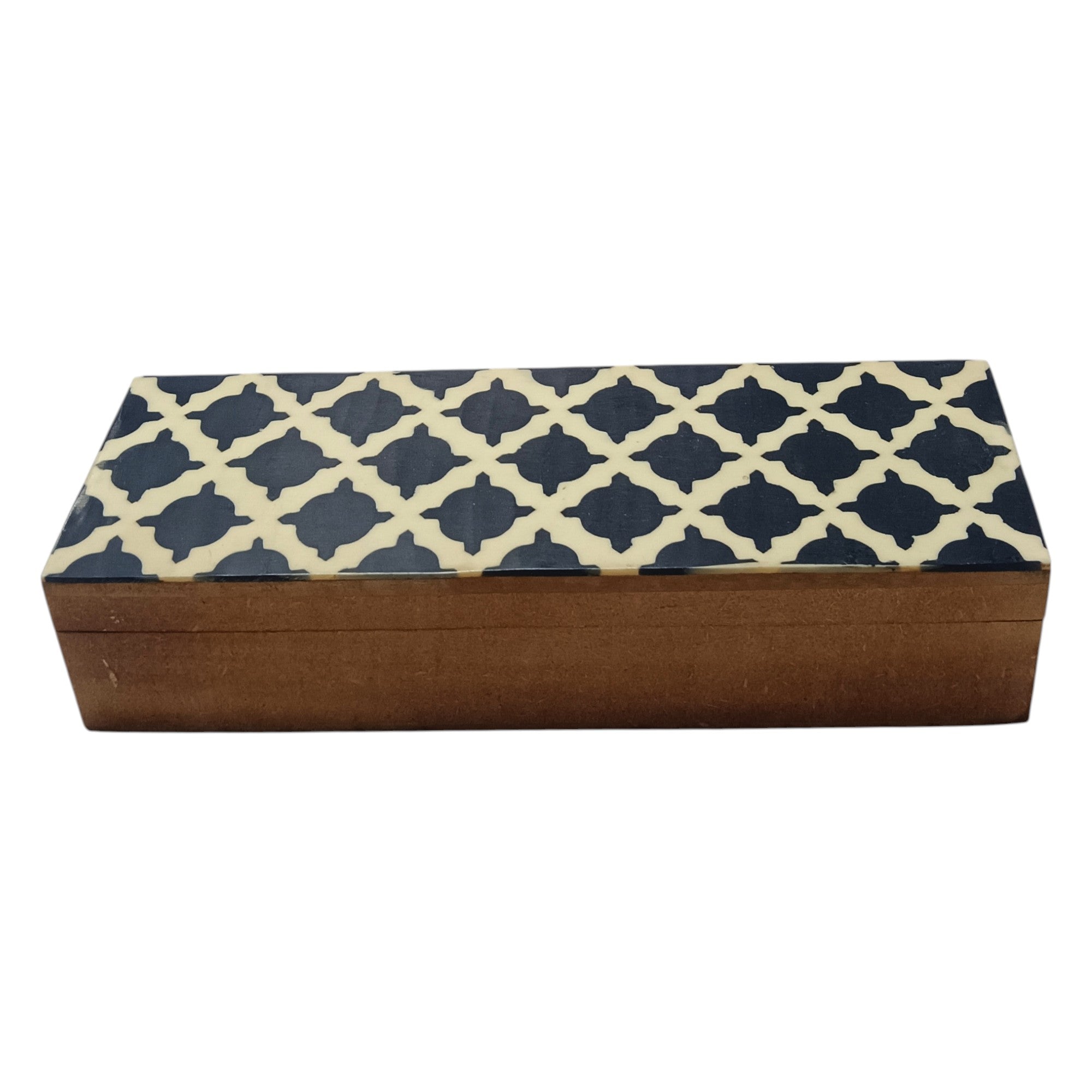 Modern Geometric Wood & Bone Inlay Decorative Box