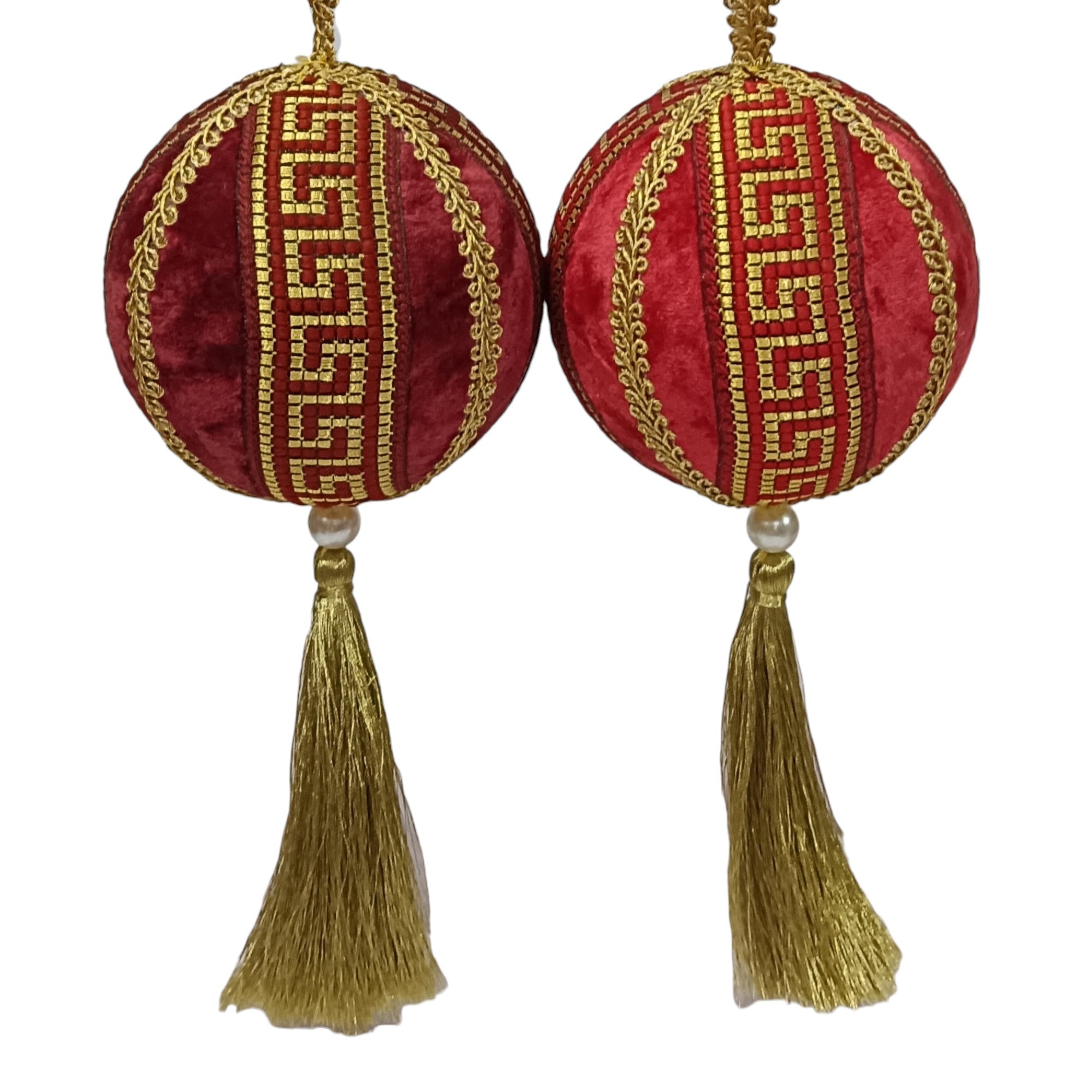 Set of 2 Embellished Balls Christmas Hangings