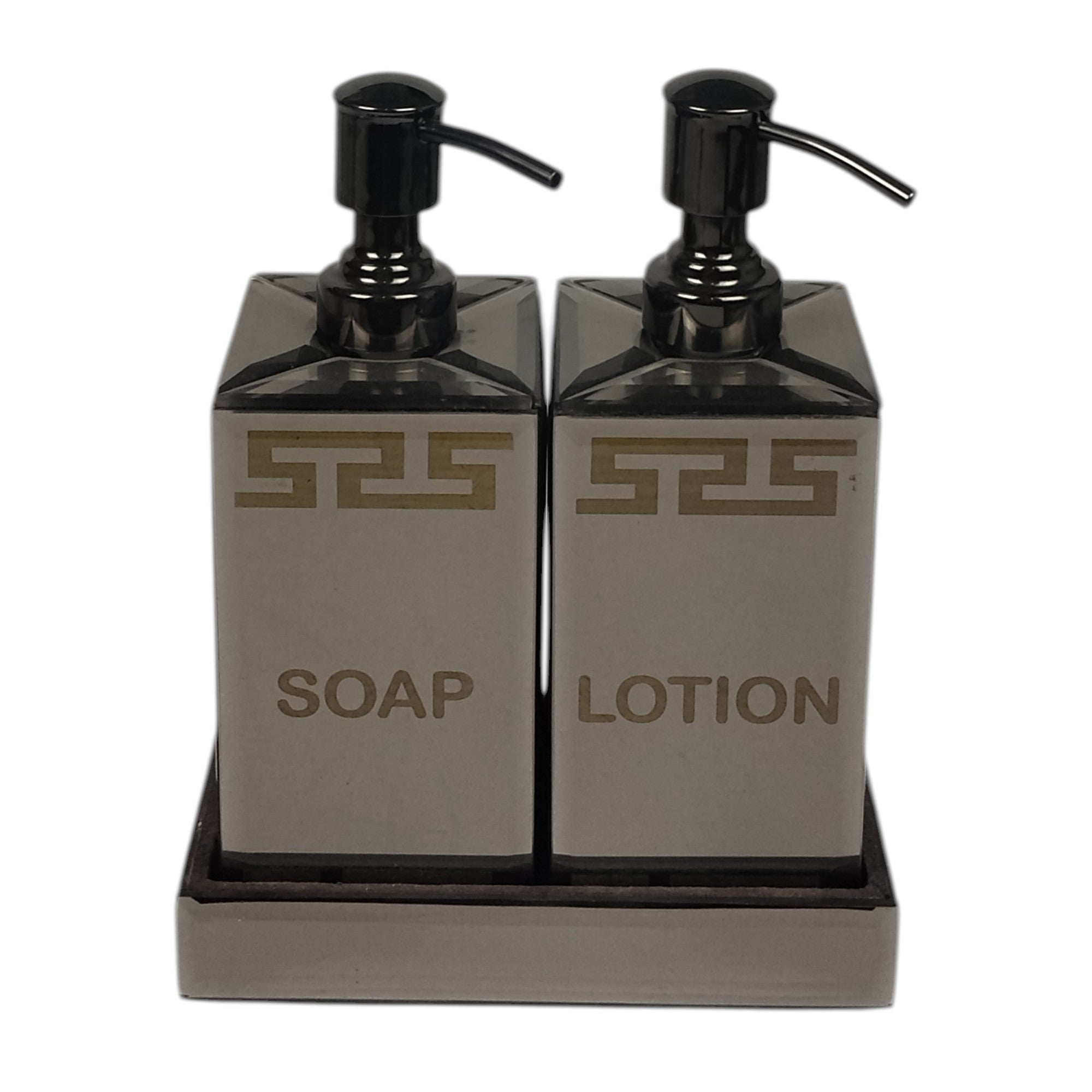 Three-Piece Lotion and Soap Dispenser Set In Greek Design for Modern Bathrooms