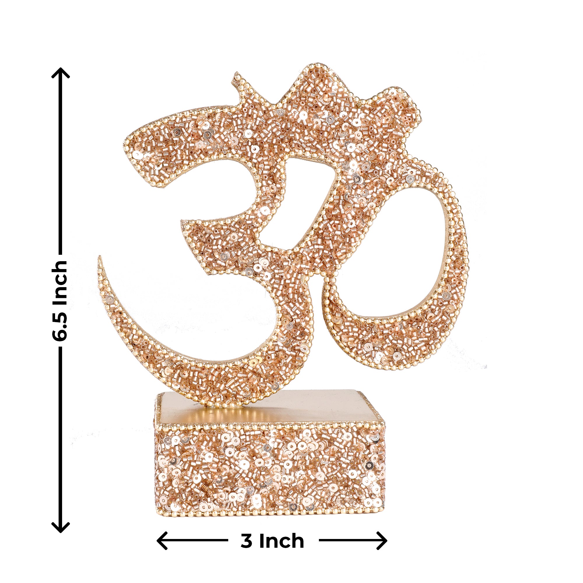 Decorative "Om & Omkara" with Glitter, Rose Gold Color, Religious Table Décor - TH-220