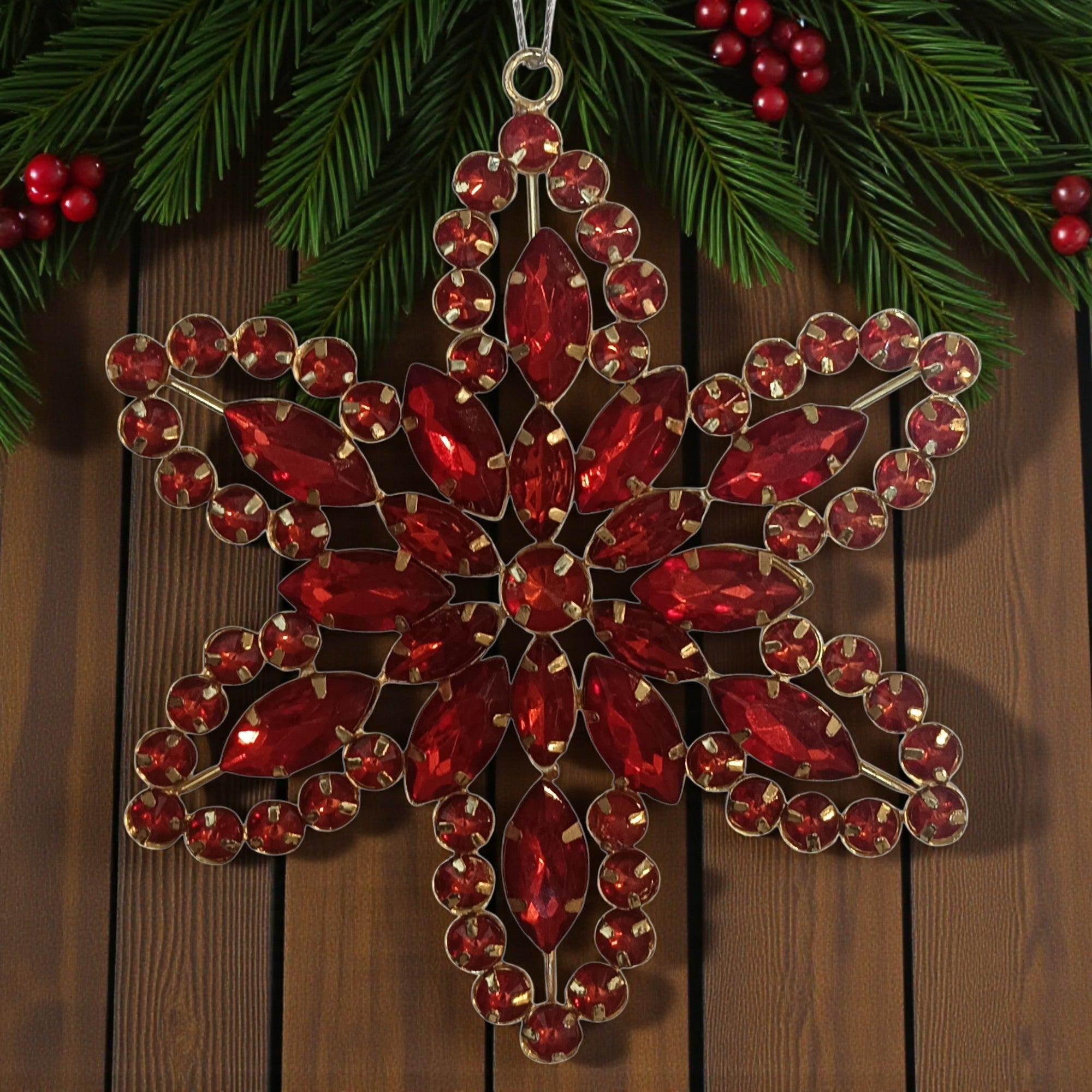 Jewelled Snowflake Hanging Ornaments for Christmas Tree
