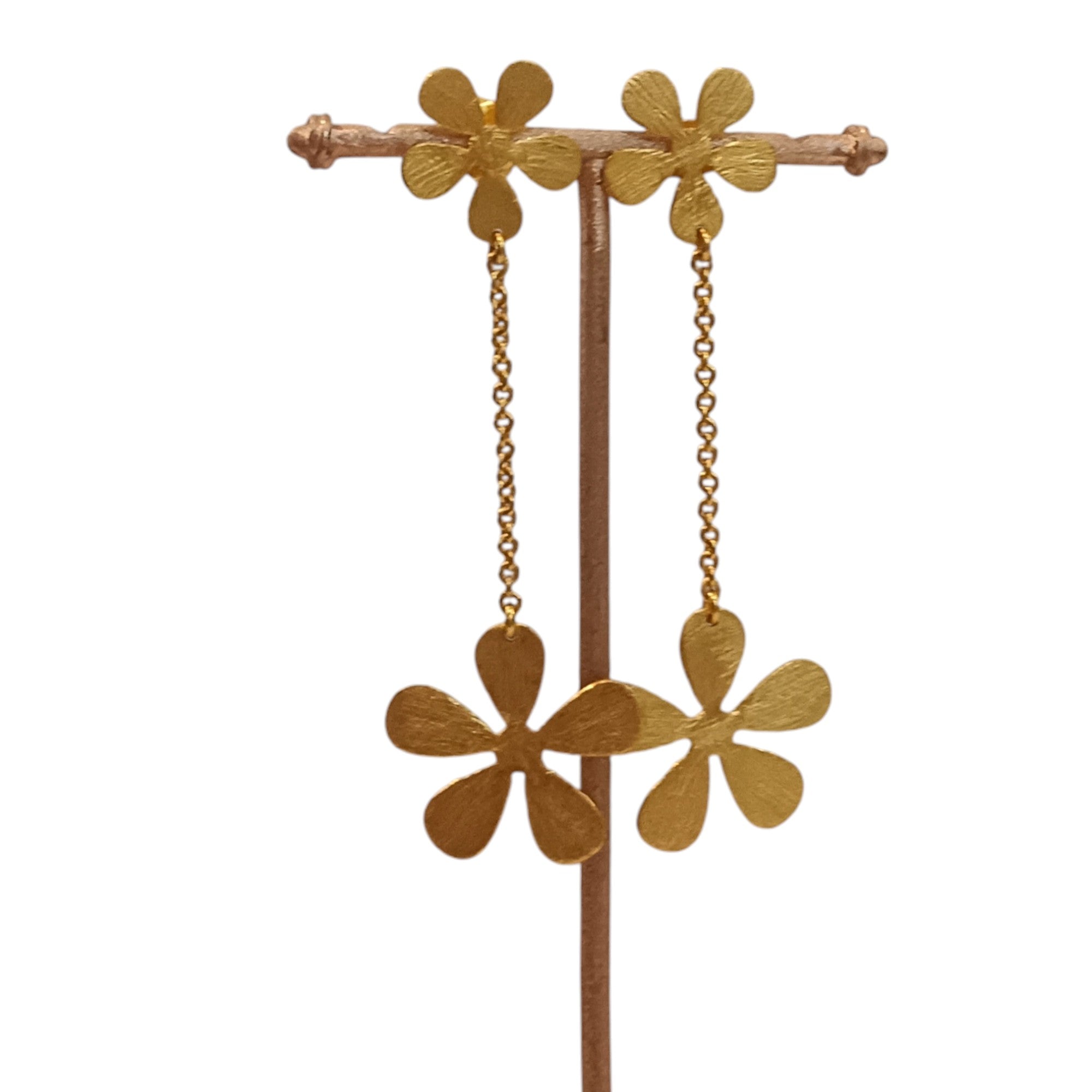  Dual Flower Danglers Earring 