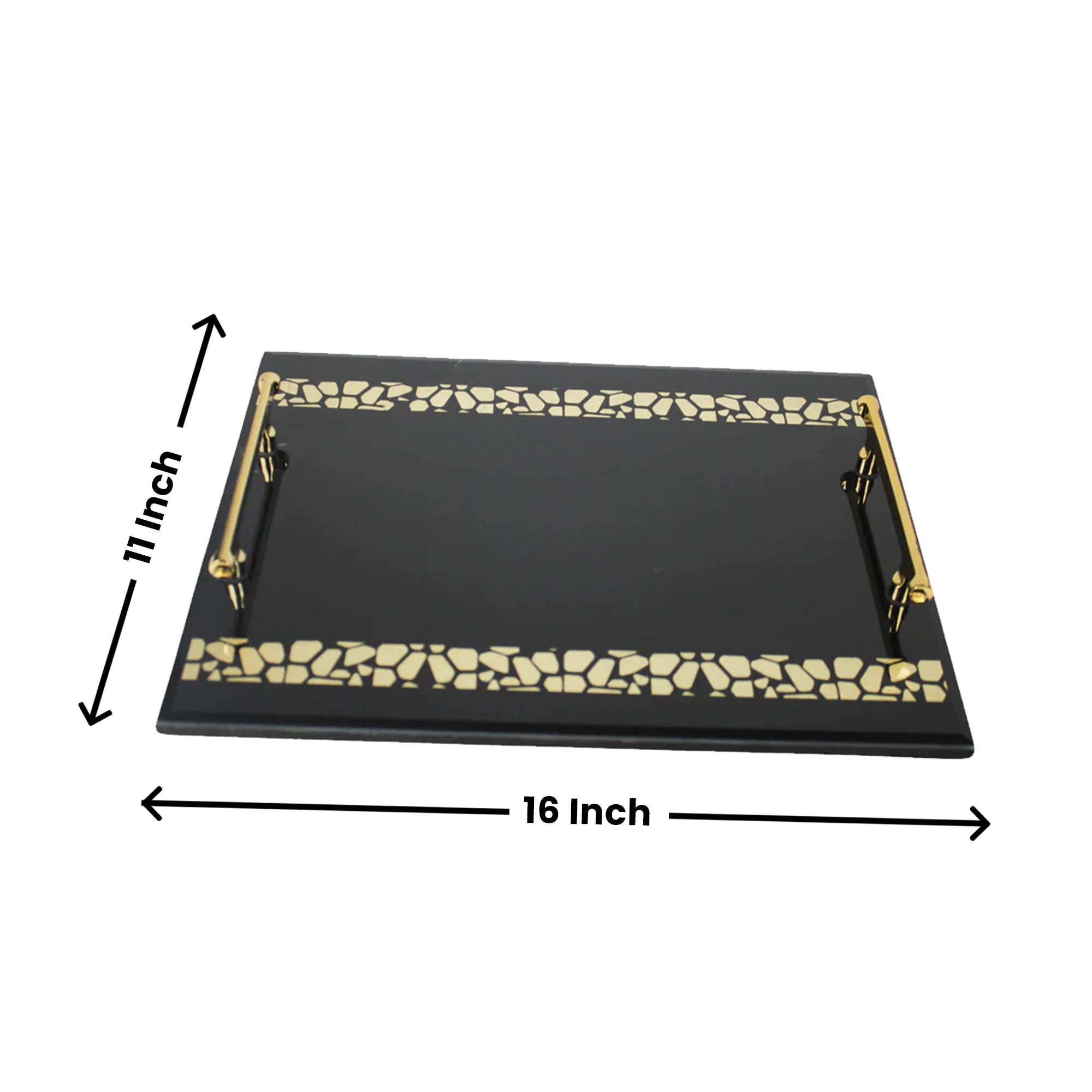 Premium Designer Black Glass Tray Set of Two