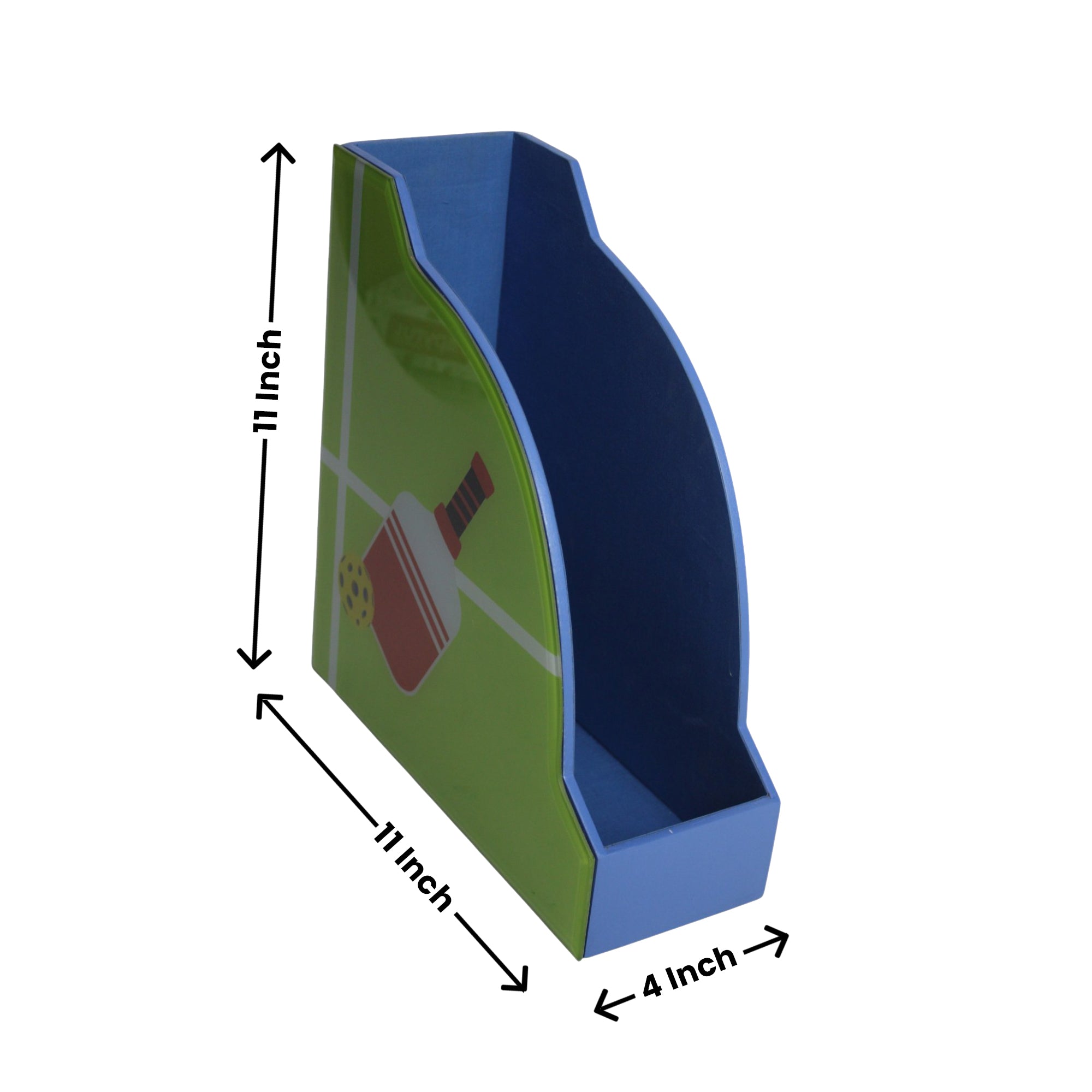 Premium Glass Magazine Holder with Pickle Ball Design