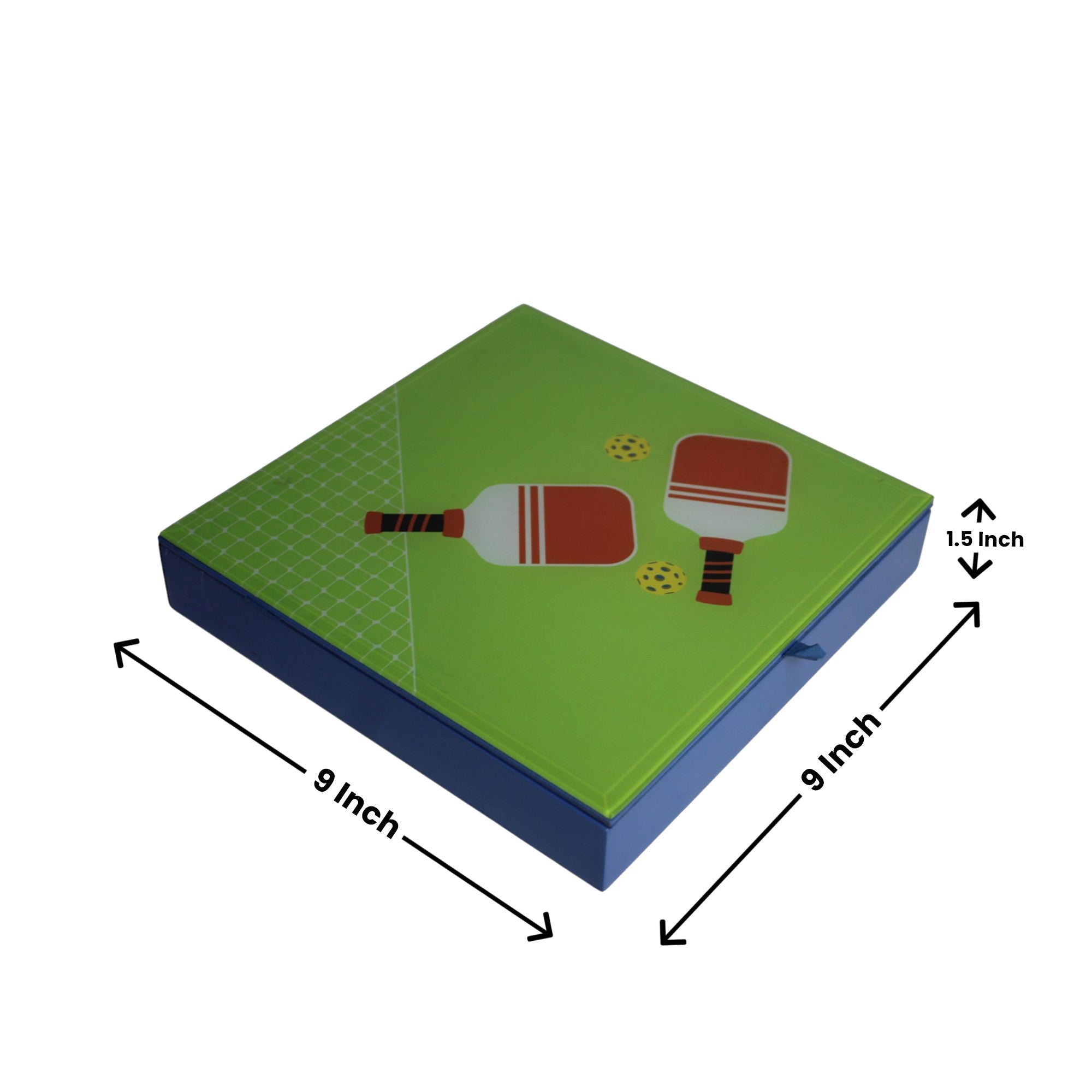 Premium Glass Stationery Organizer with Pickle Ball Design