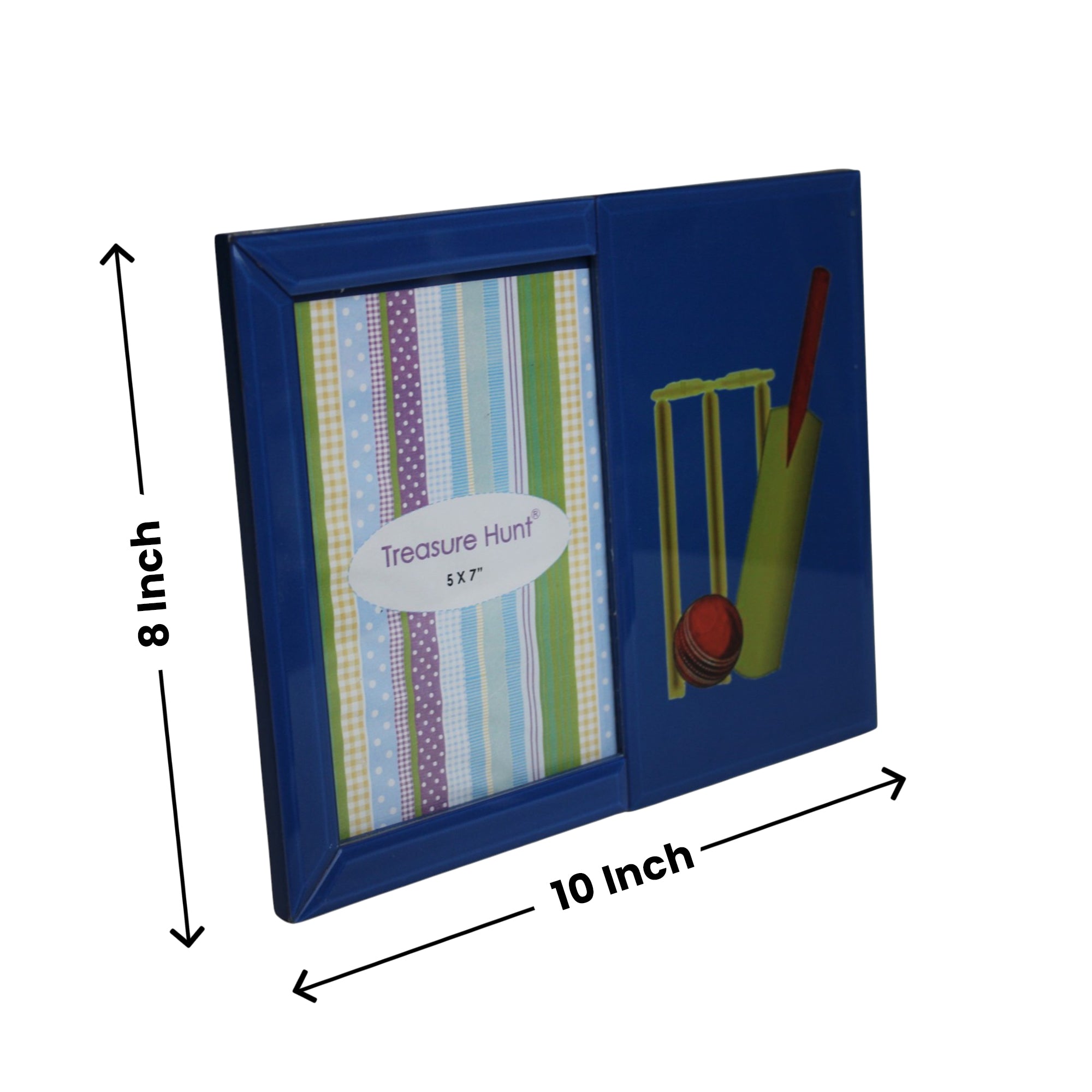Premium Blue Glass Photo Frame with Cricket Design