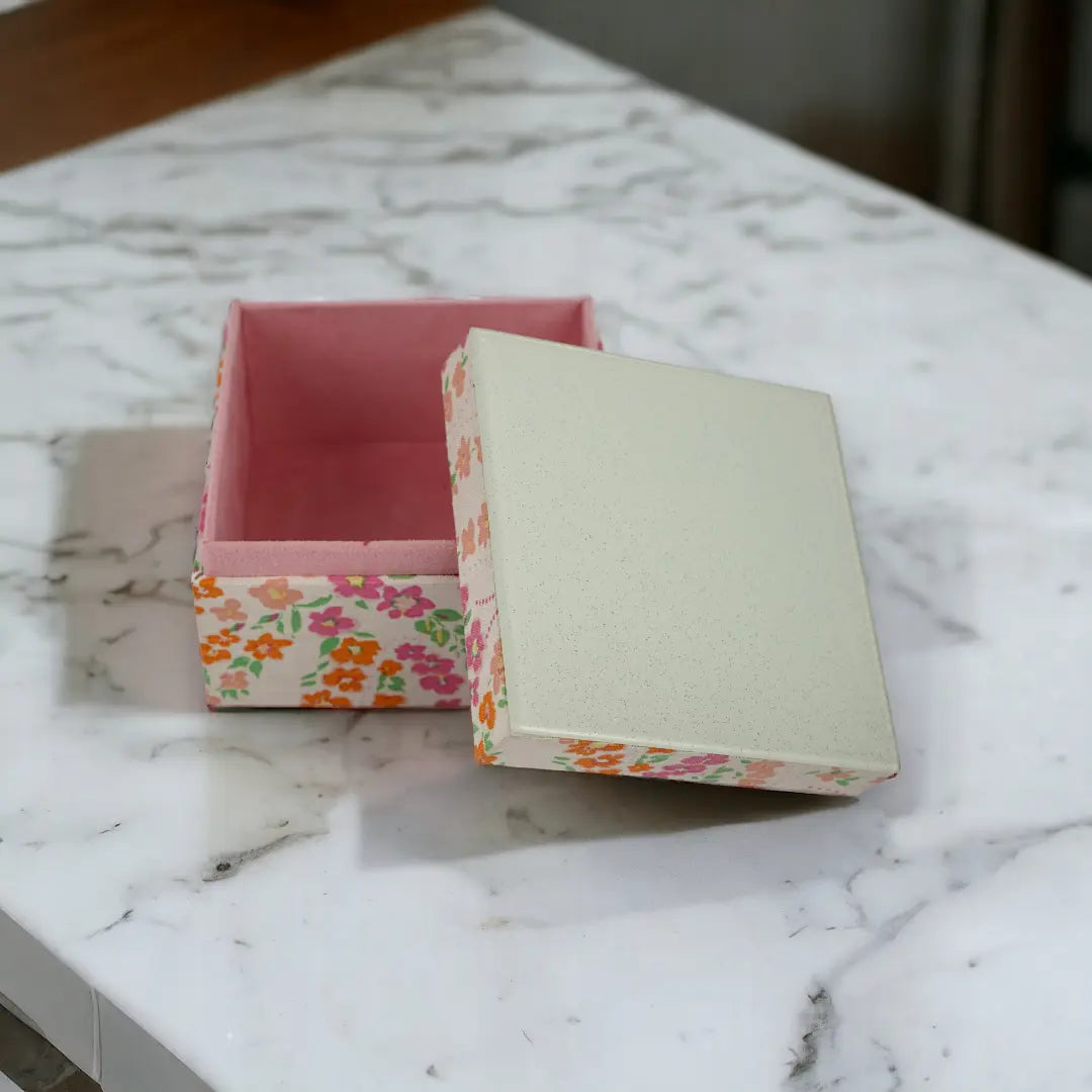 Glass & Printed Fabric Storage Box