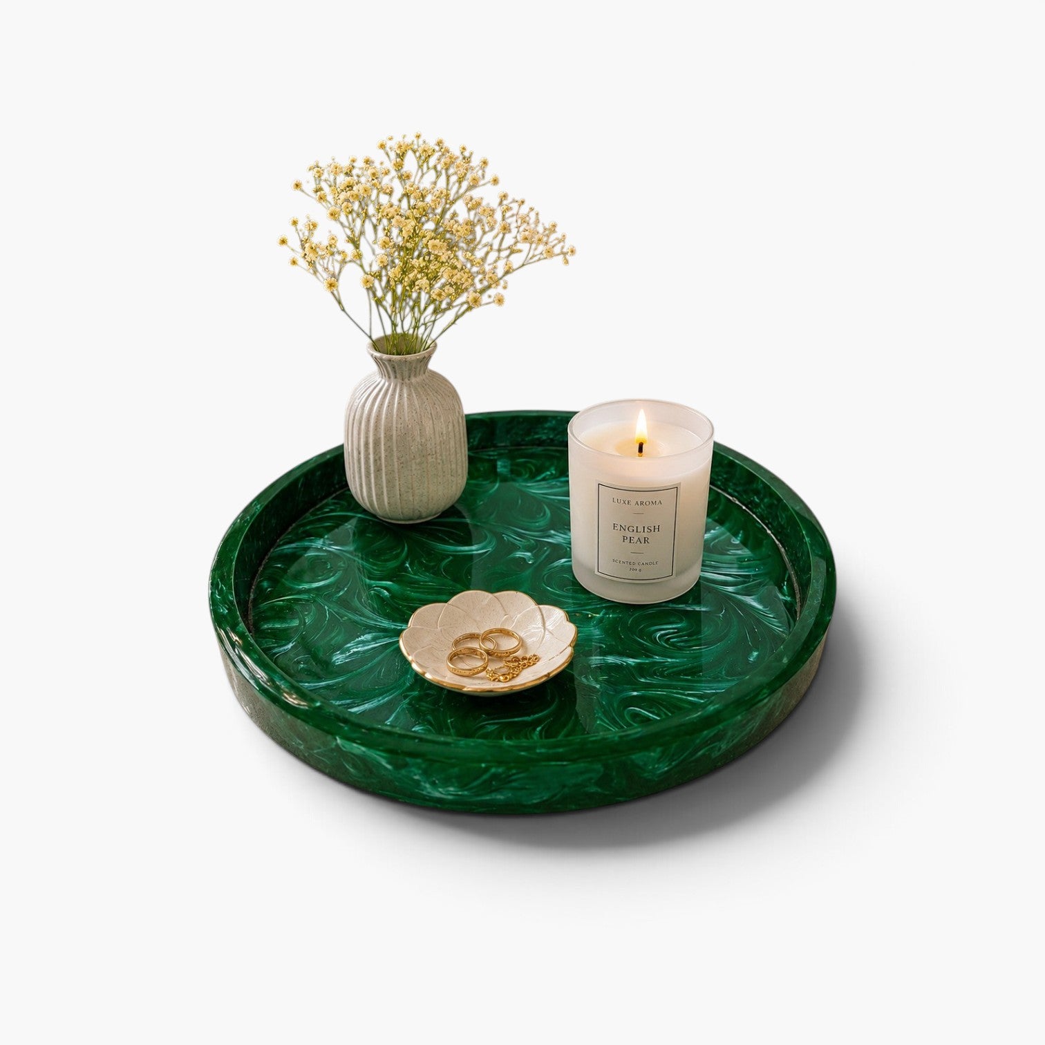 Premium Decorative Serving Tray – Luxury Round Vanity Organizer Tray