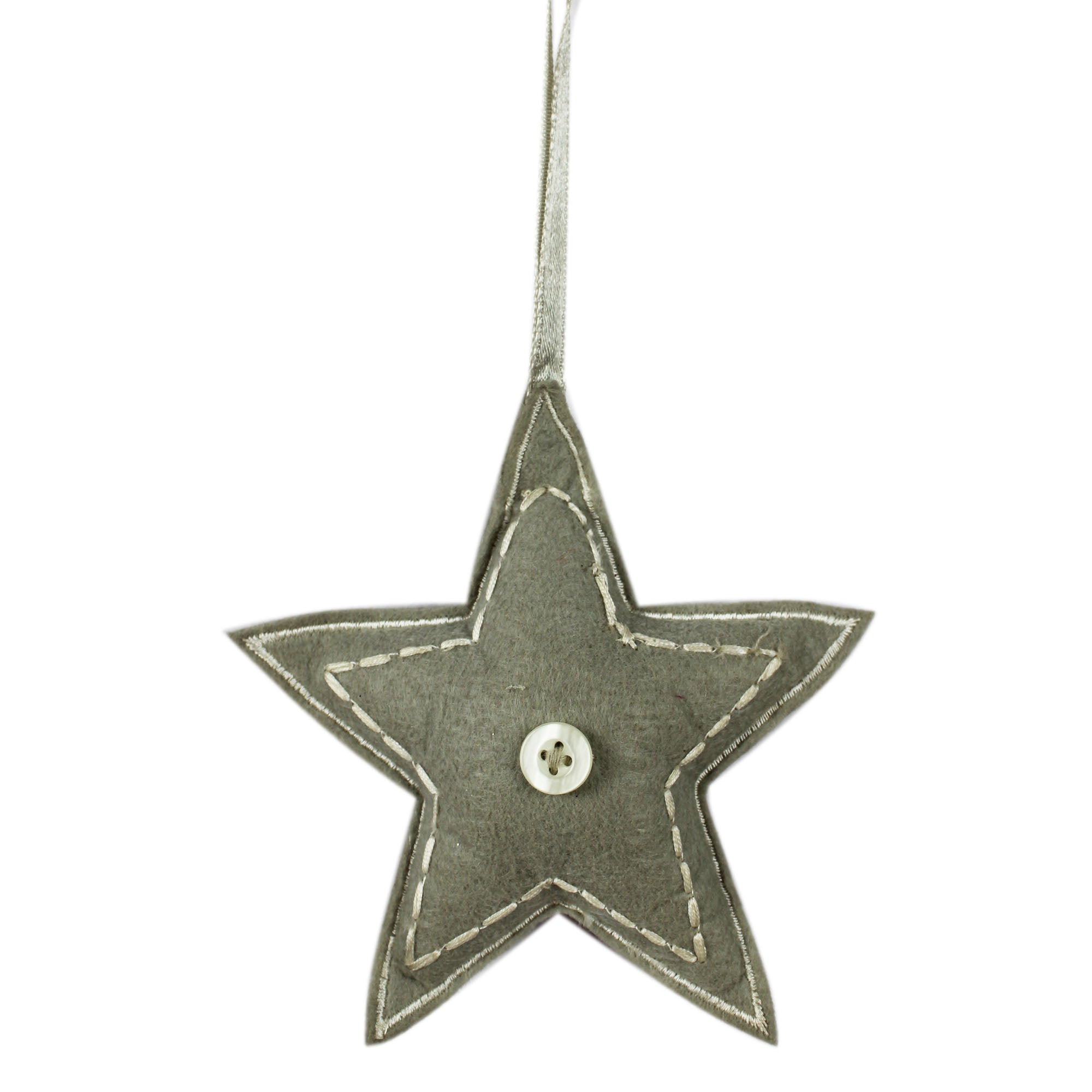 Set of 6 Grey Star Christmas Tree Ornaments