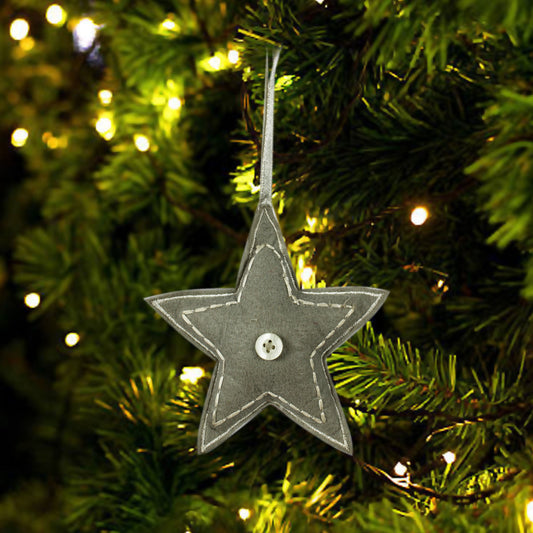 Set of 6 Grey Star Christmas Tree Ornaments