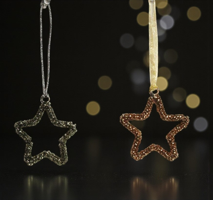  Set of 2 Beaded Heart Shaped for Christmas Decoration 