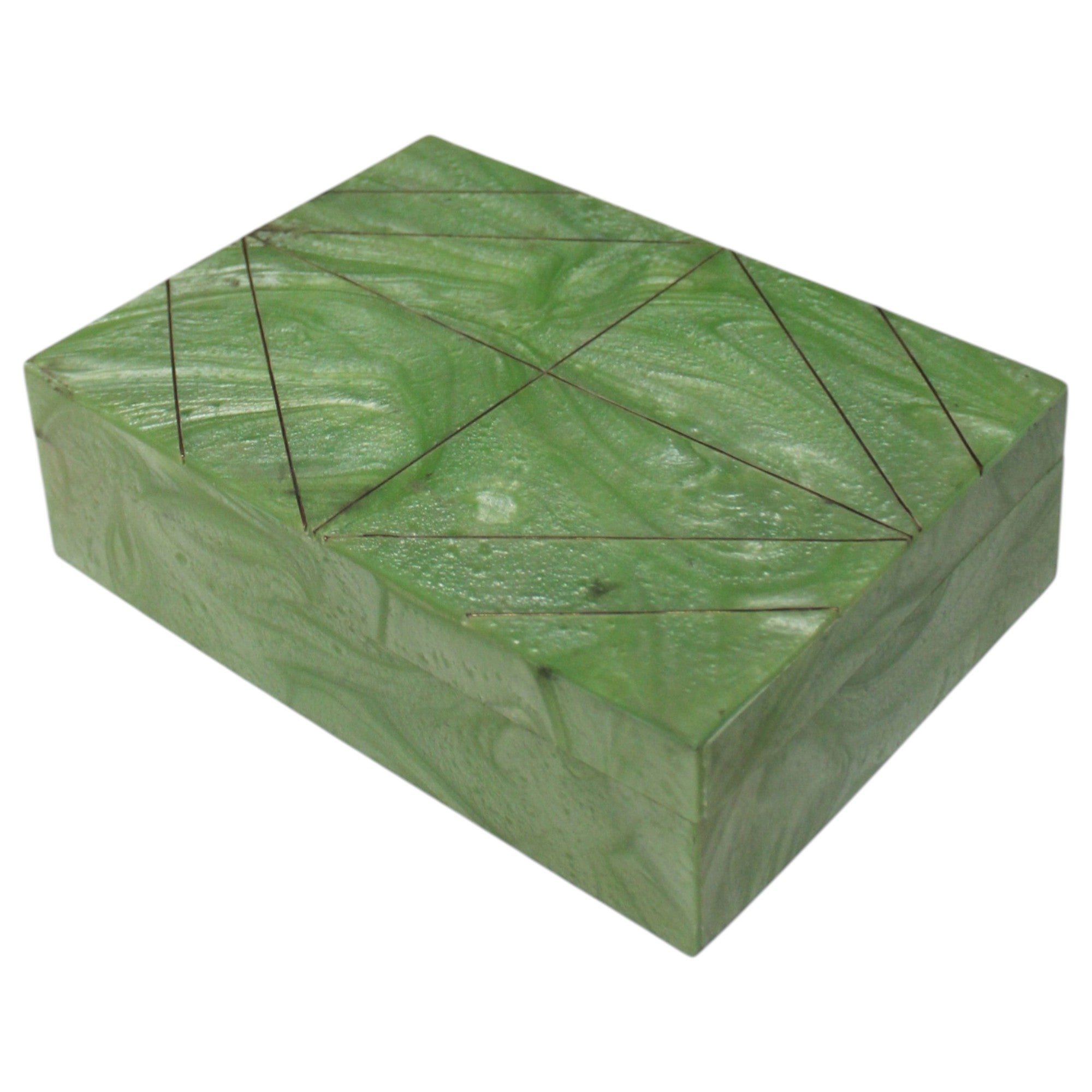 Vintage Art Deco Style Marbled Green Jewelley Box