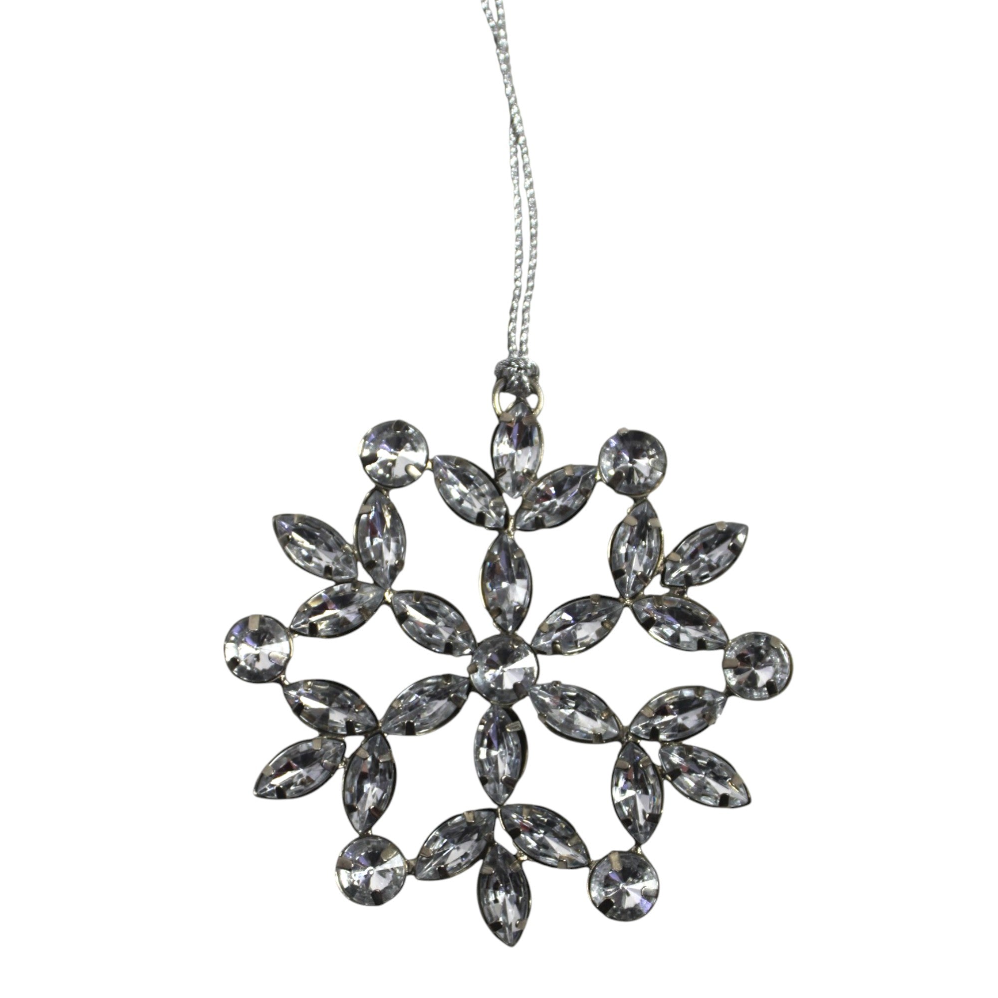 Set of 2 Jewelled Snowflake Hanging Ornaments for Christmas Tree