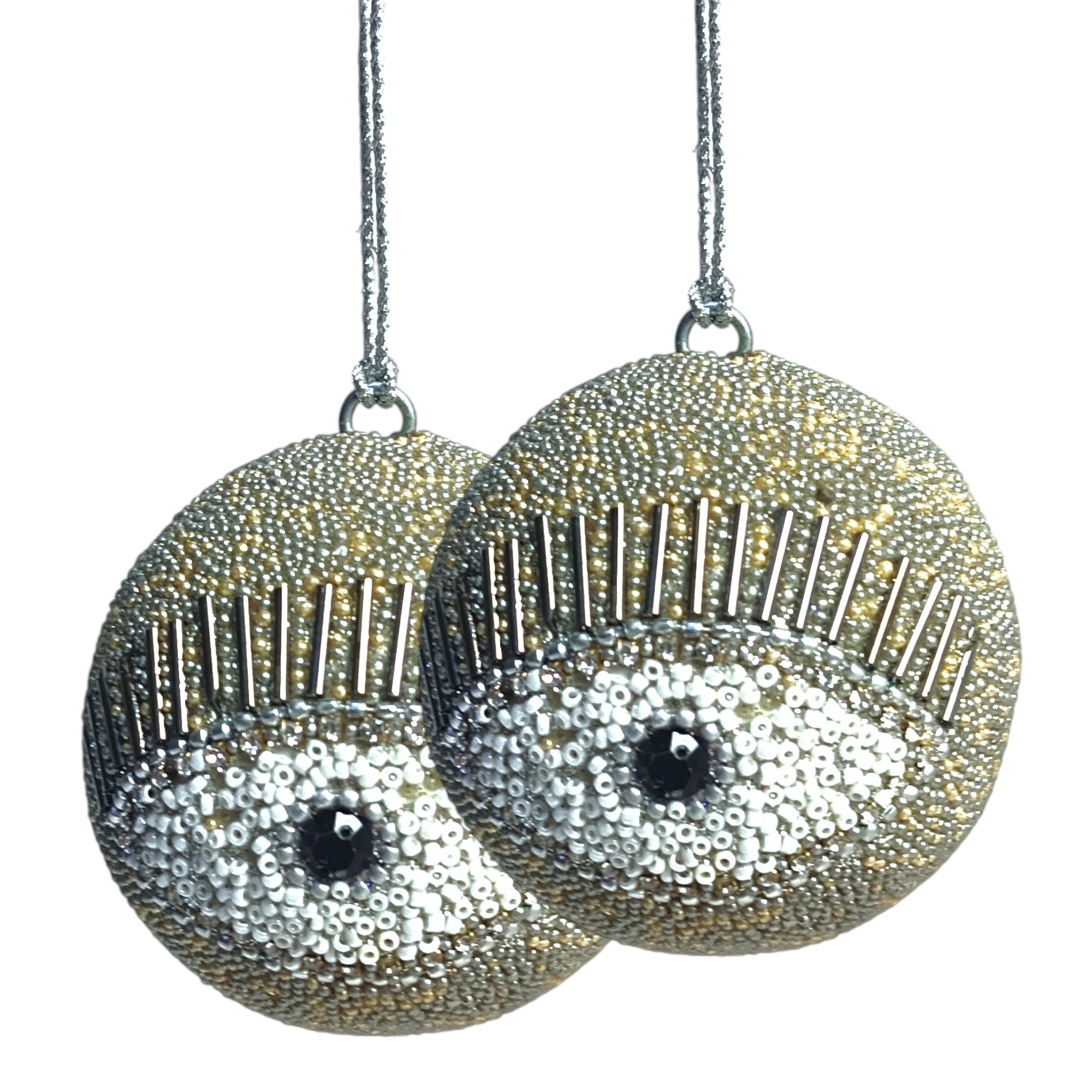 Set of 2 Eye Design beaded Balls Christmas Hangings