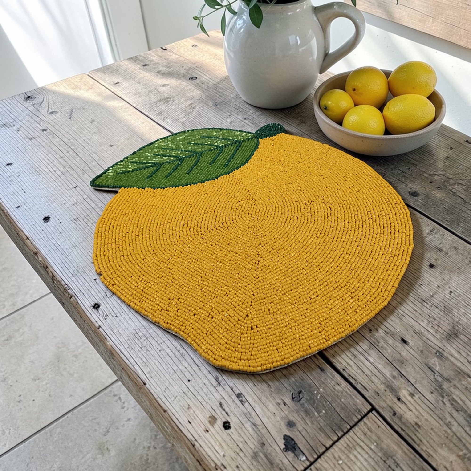  Mango Shape Beaded Placemats Set of Two 