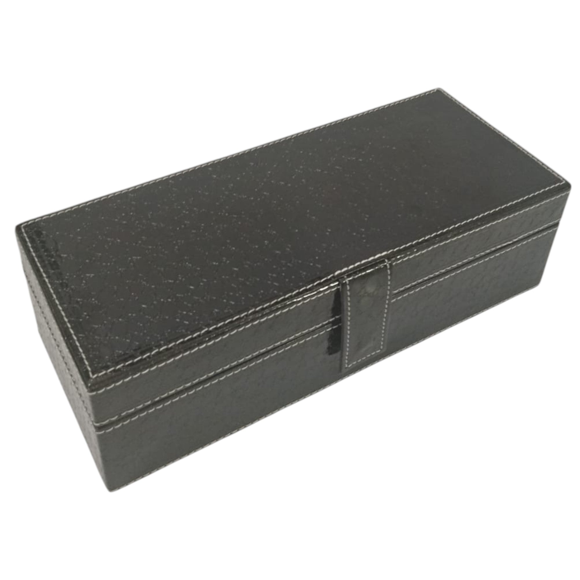 High-Quality Black PU Watch Box with Four Compartments