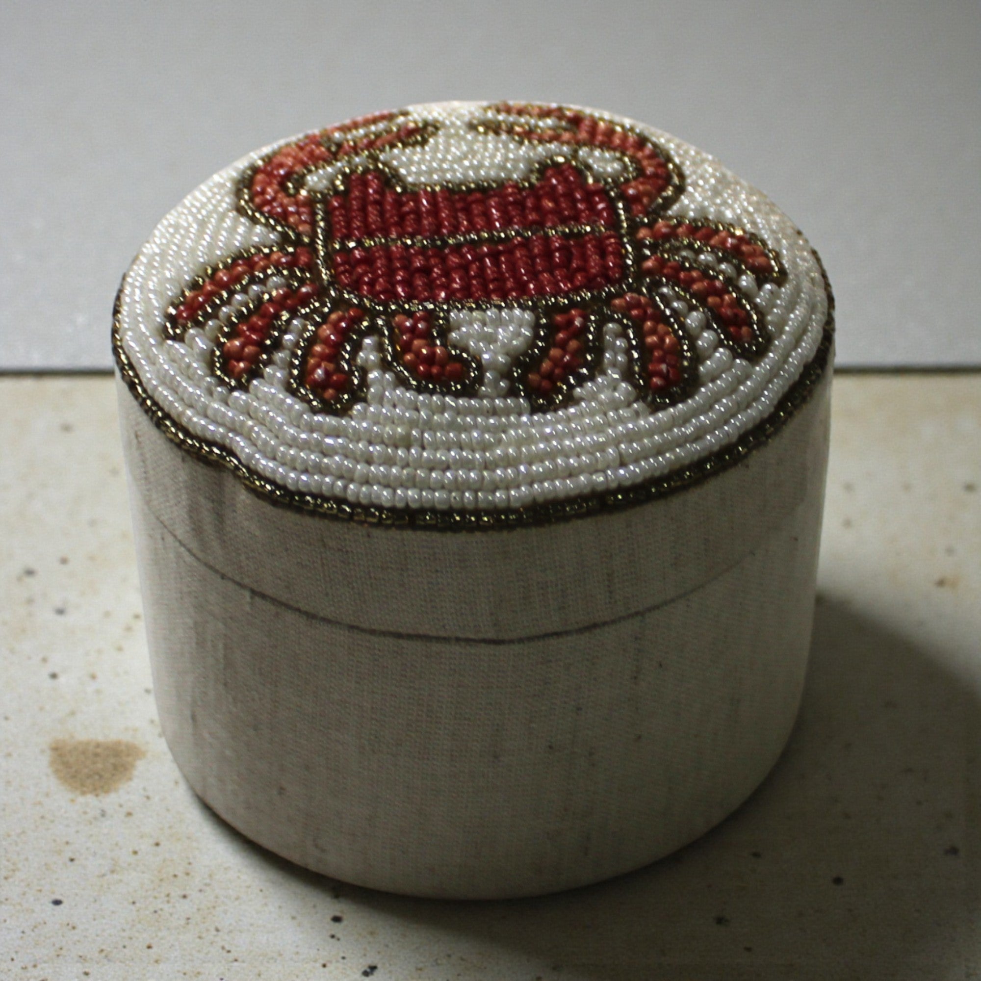 Coastal Artisan Trinket Box with Metallic Crab Motif