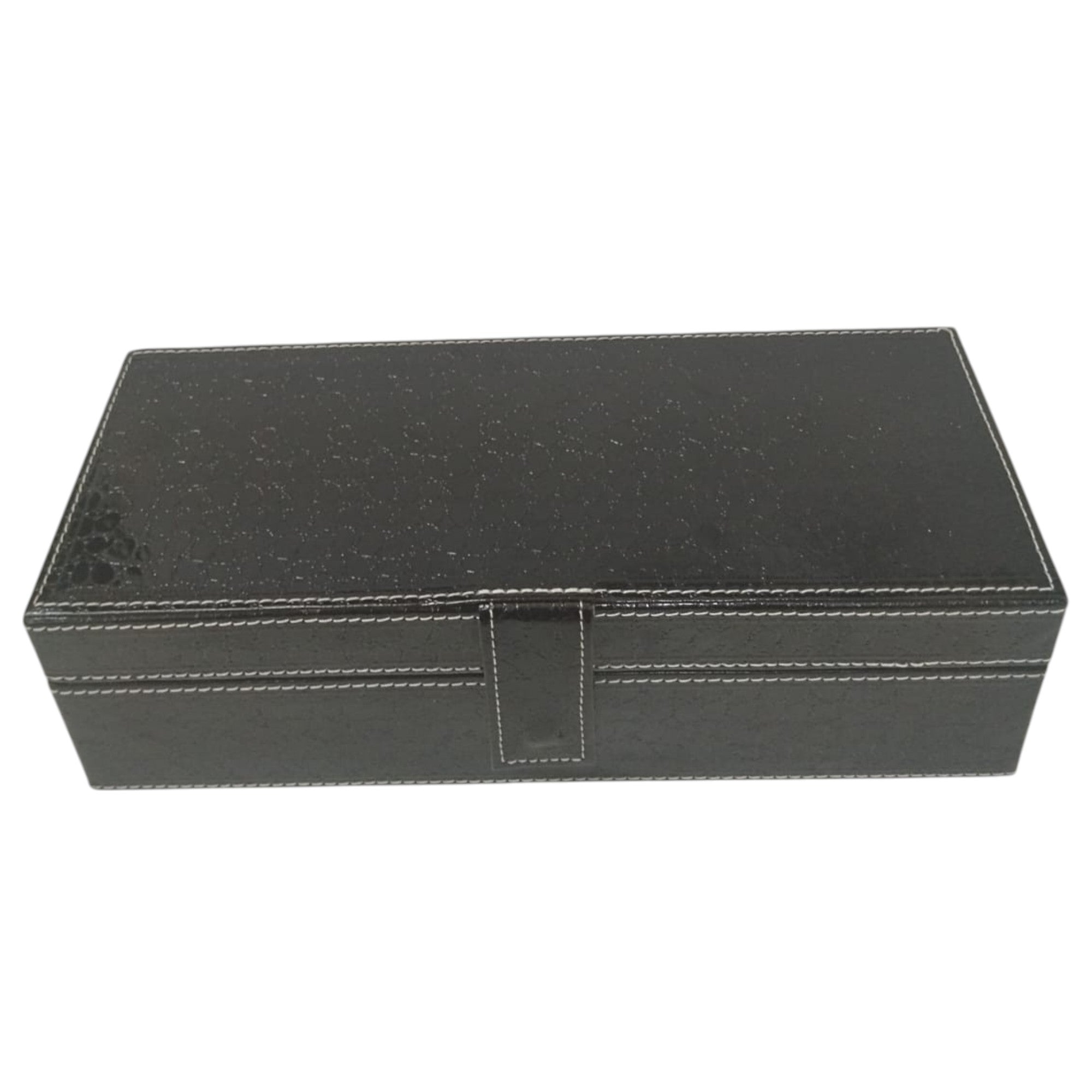 High-Quality Black PU Watch Box with Four Compartments