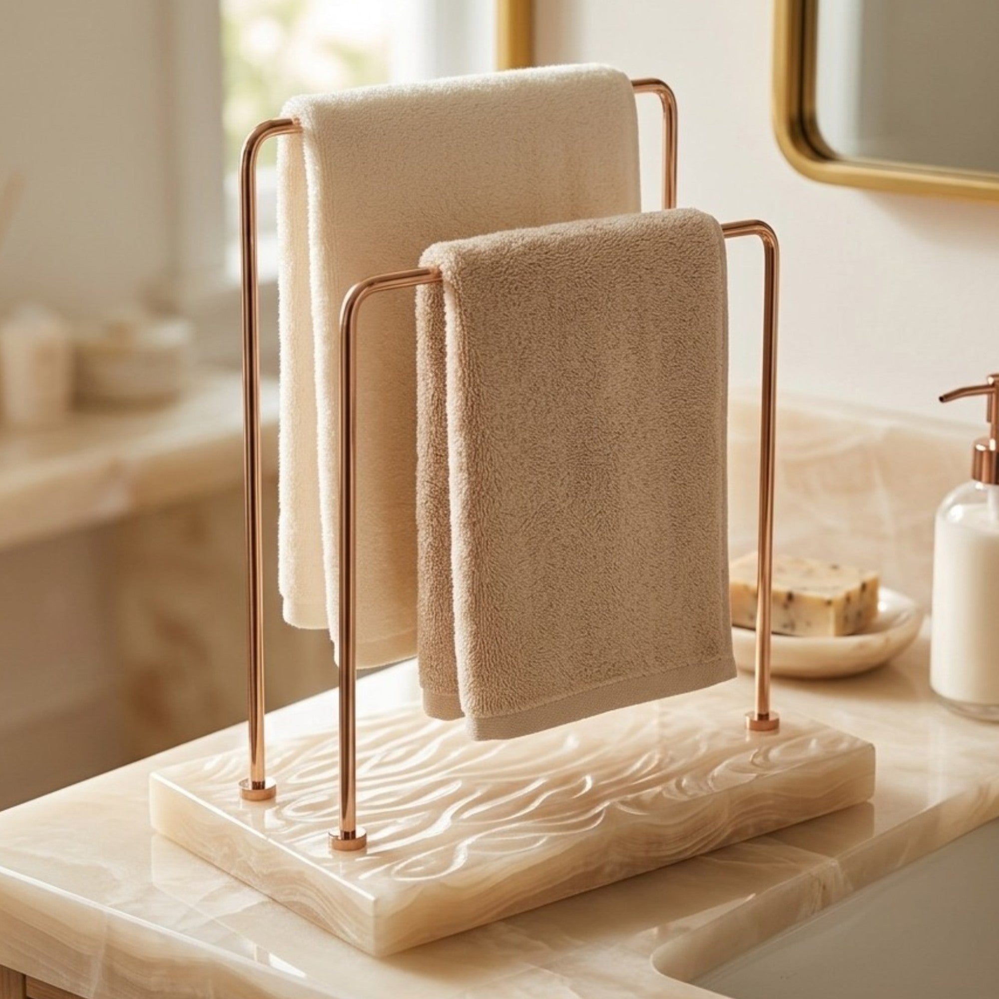  Premium Double Bar U Shaped Towel Stand with Resin Base 