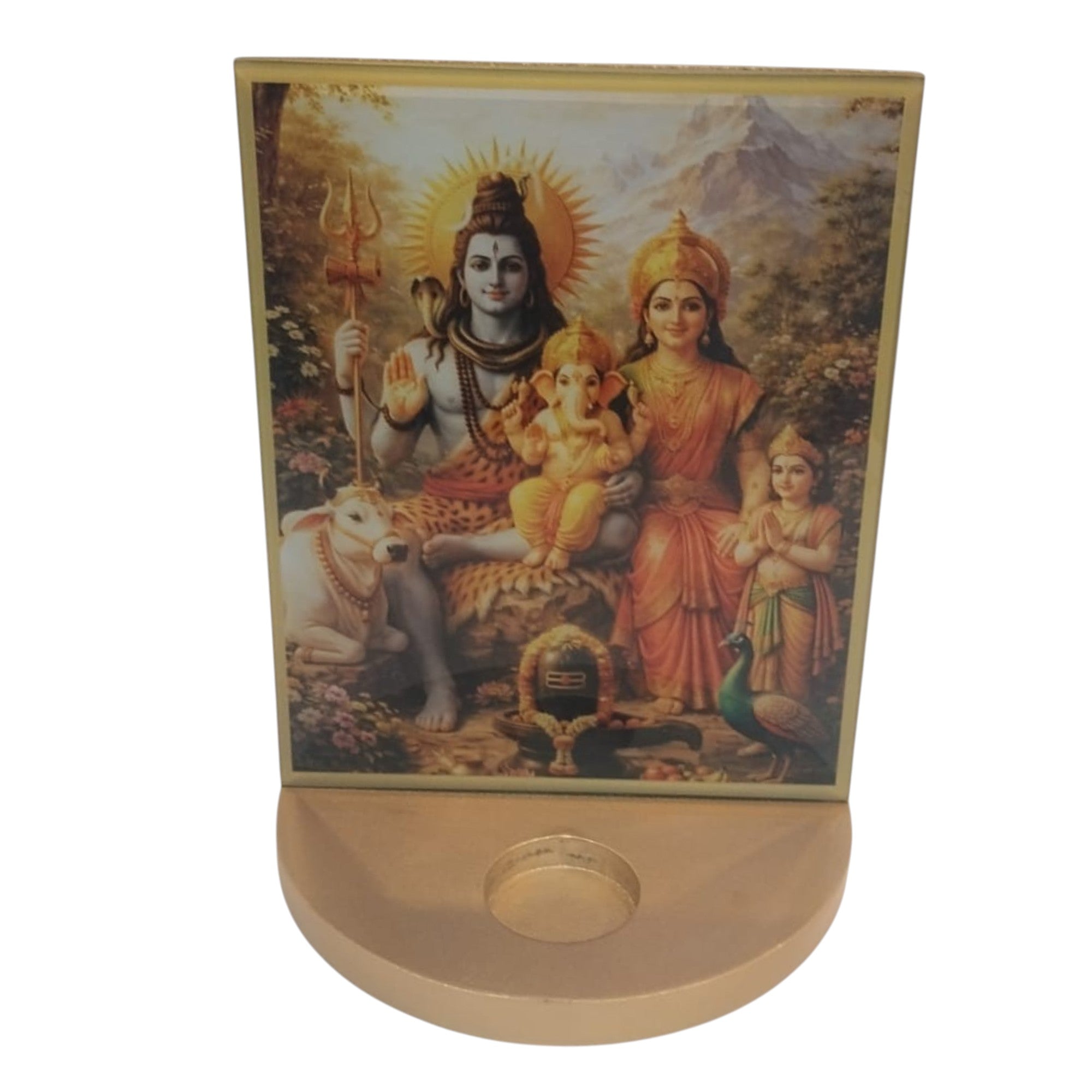 Shiv Parivar Photo Frame with Tealight Holder Stand
