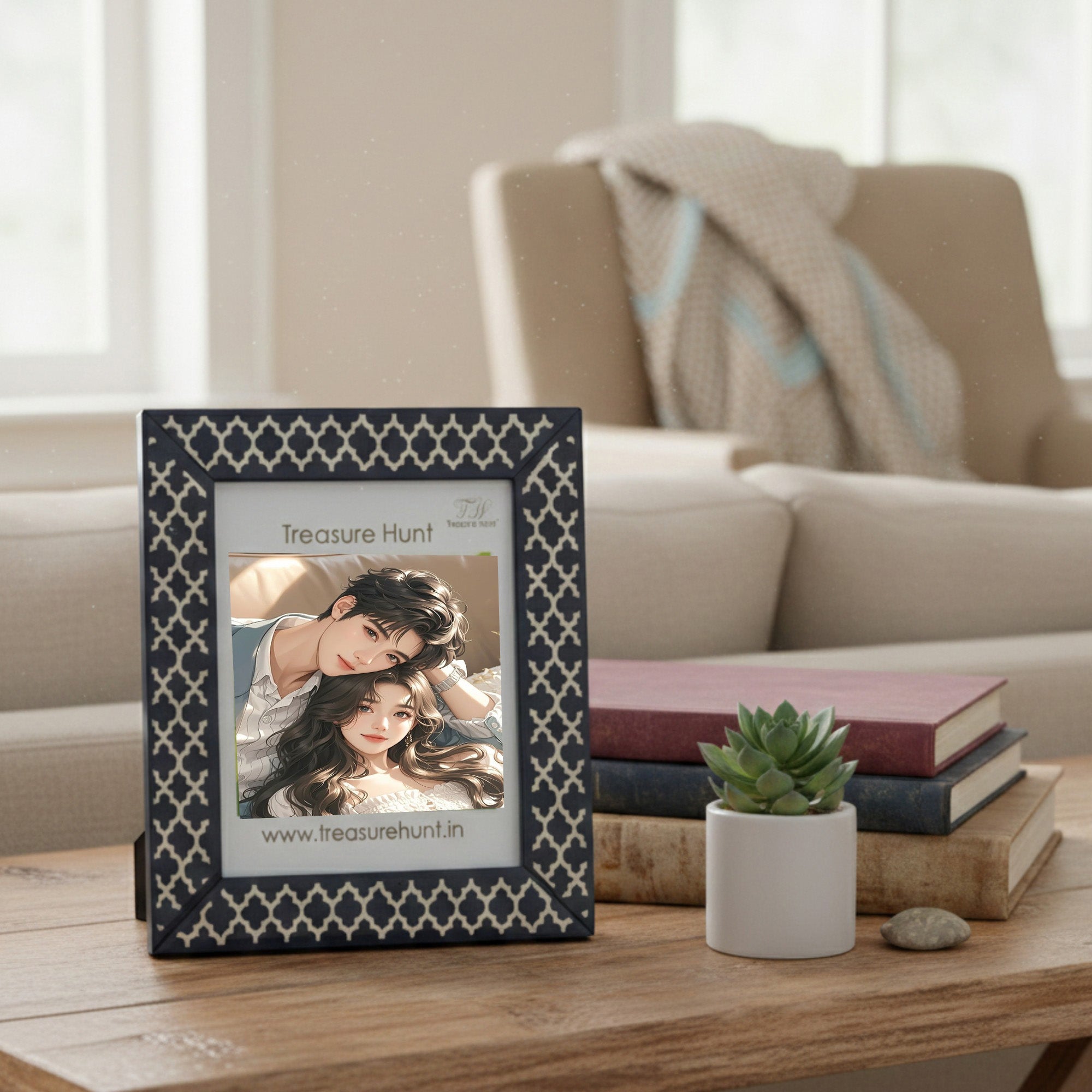 Navy & Gold Moroccan Lattice Photo Frame