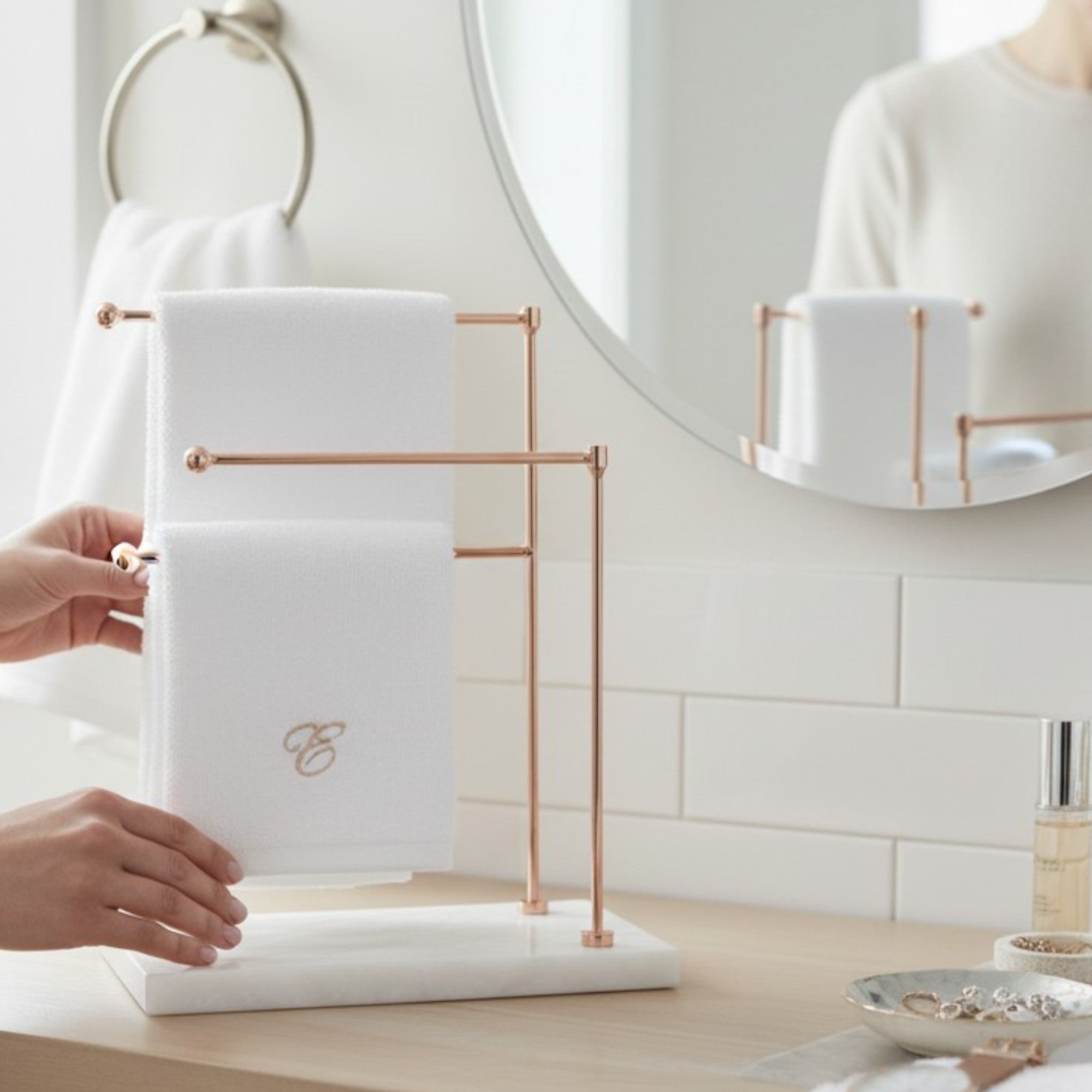 Premium Two-Tier Towel Stand with Resin Base