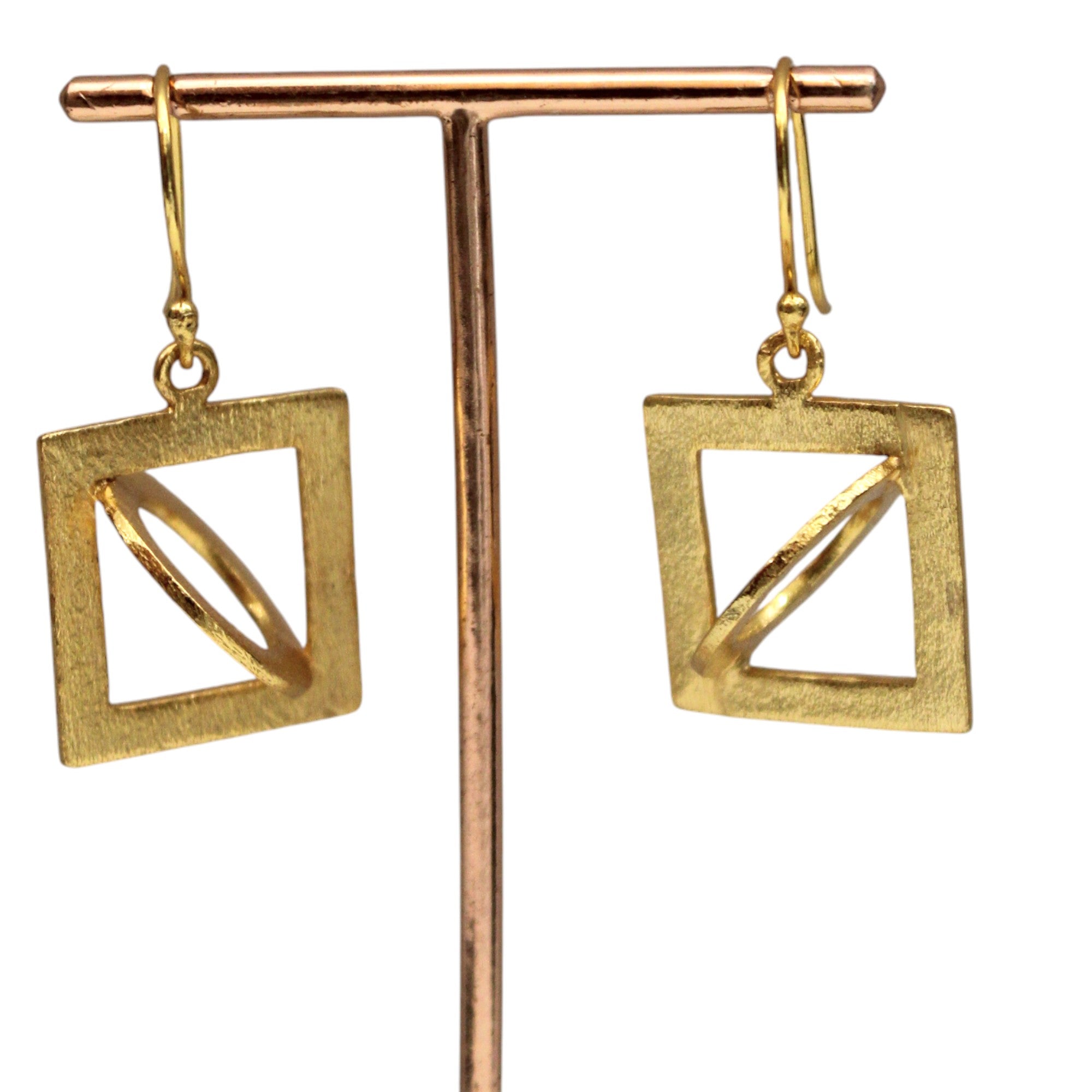  Gold Plated Geometric Shaped Modern Hoops Earring 