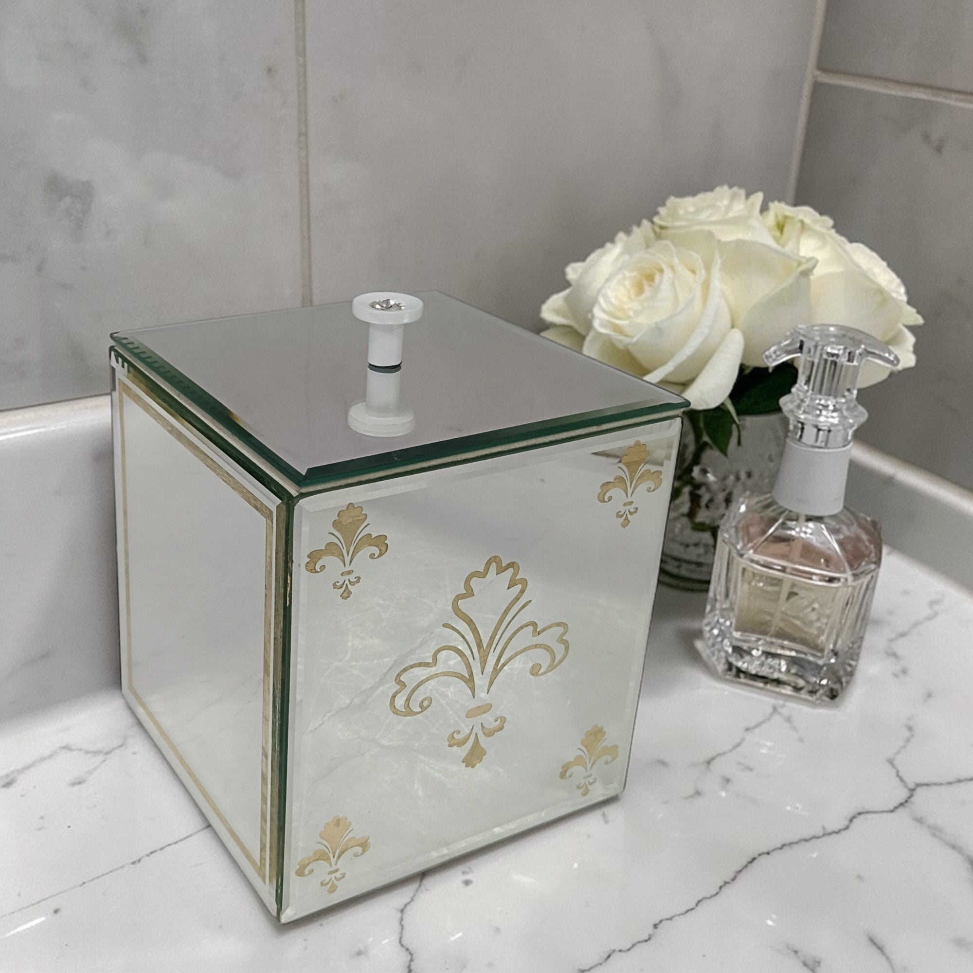 Designer Silver Mirror Dustbin with Lid