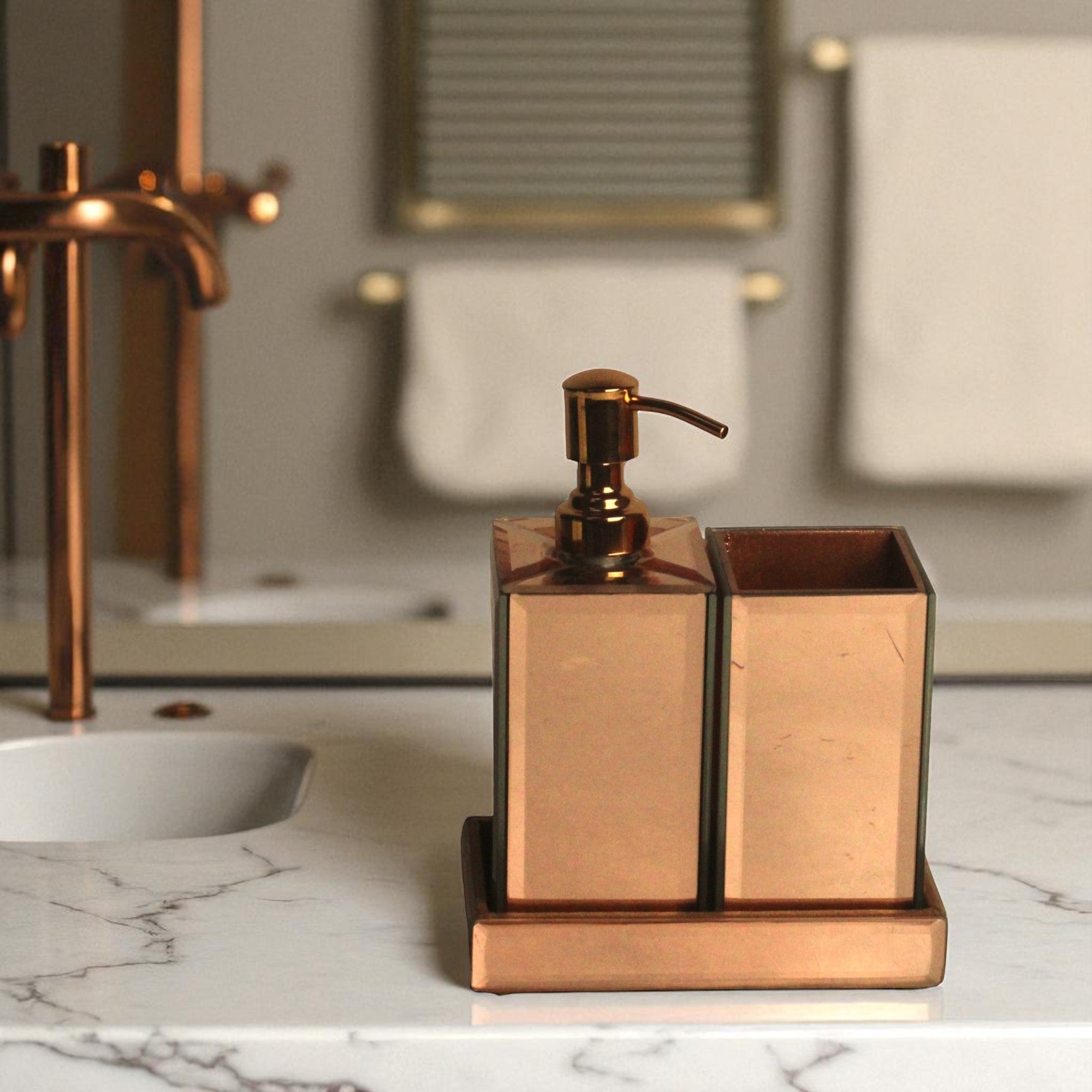 Two-Pieces Rose Gold Bathroom Set for Modern Bathrooms