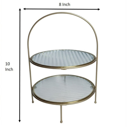 Metal Serving Food Platter with Designer Glass