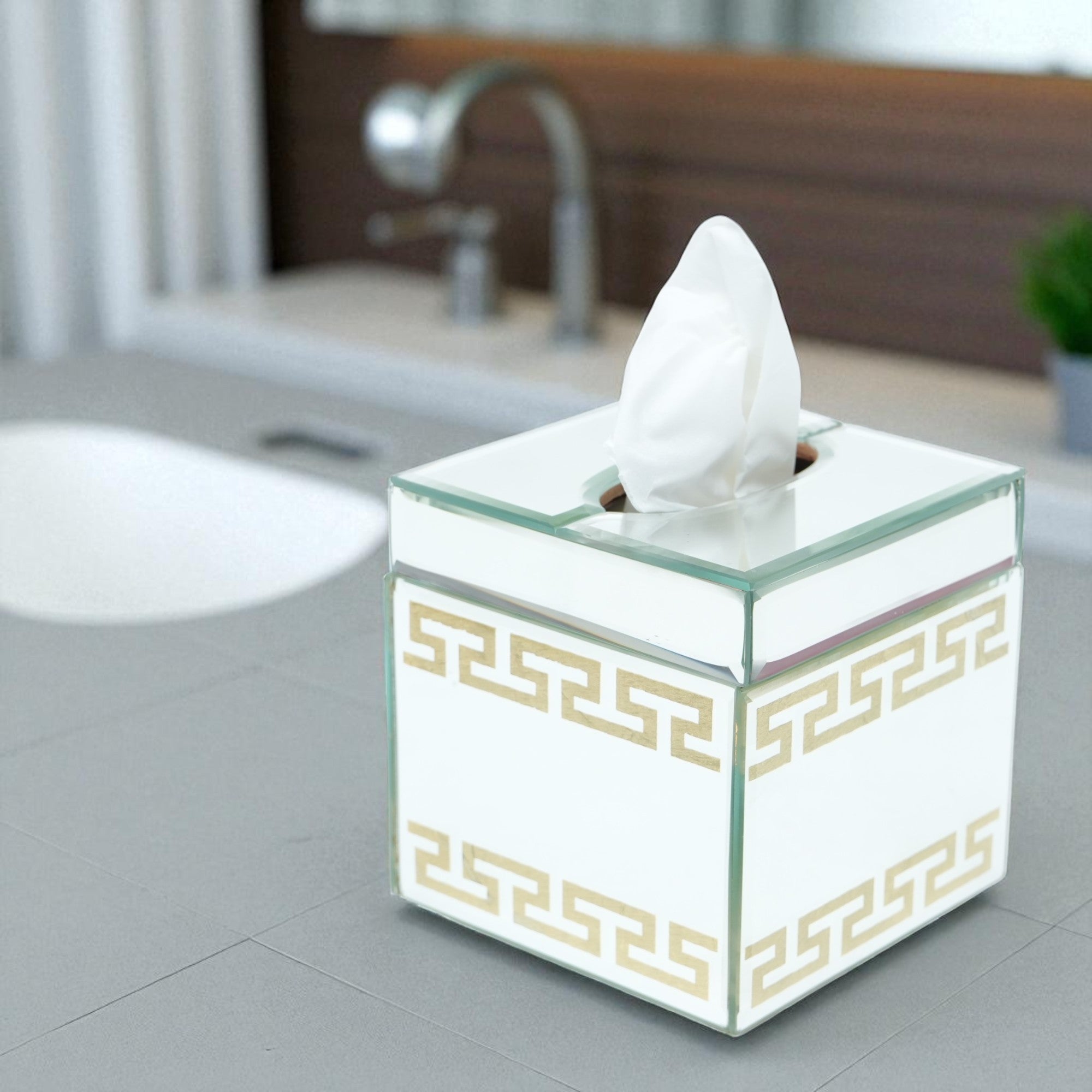 Designer Silver Gold Tissue Box for Modern Bathrooms