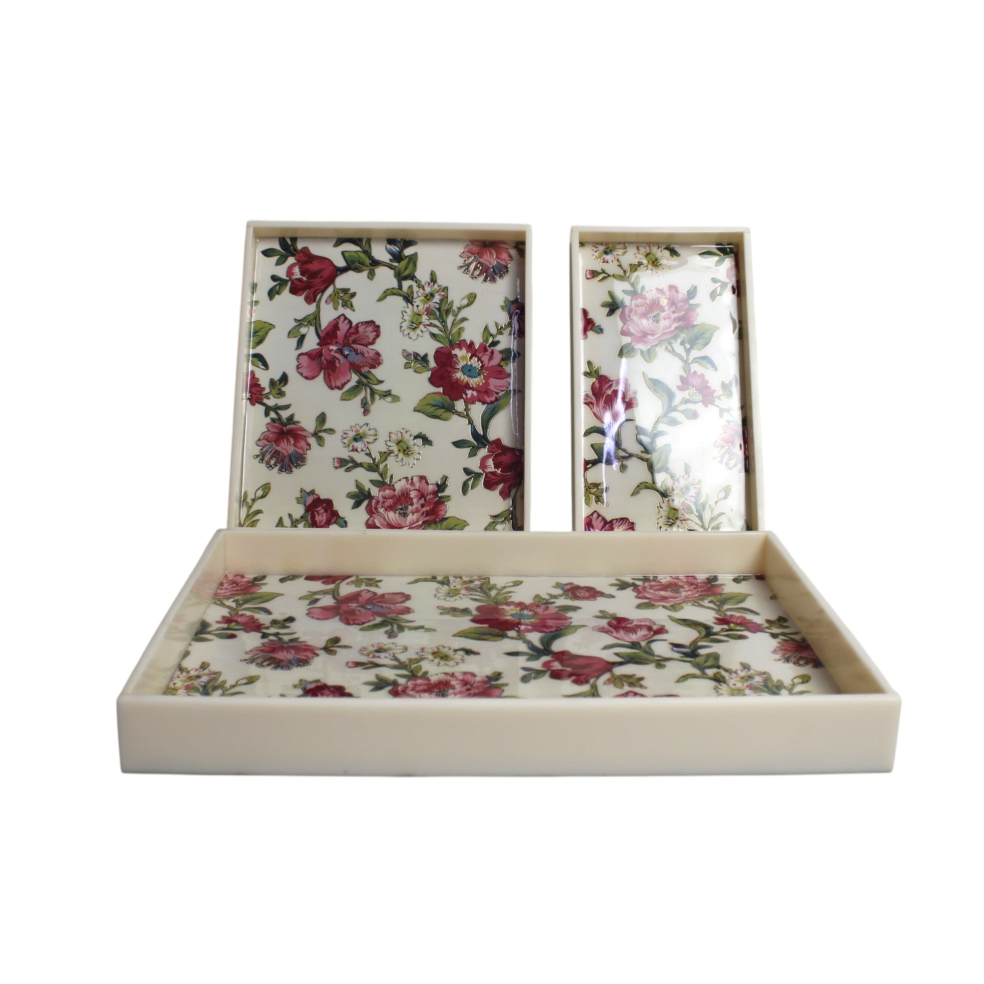 Set of 3 PCs Rose Design Designer Made Tray