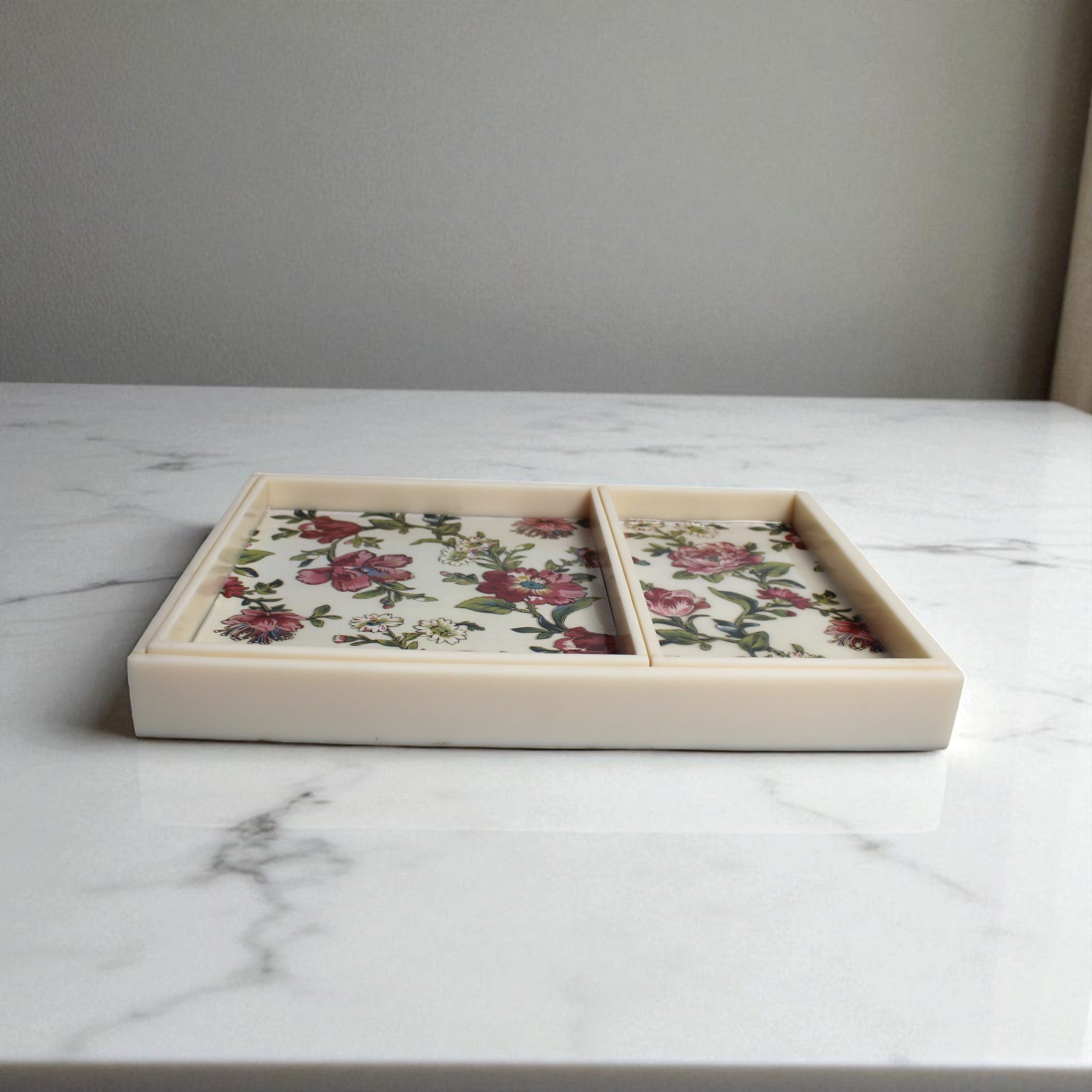 Set of 3 PCs Rose Design Designer Made Tray