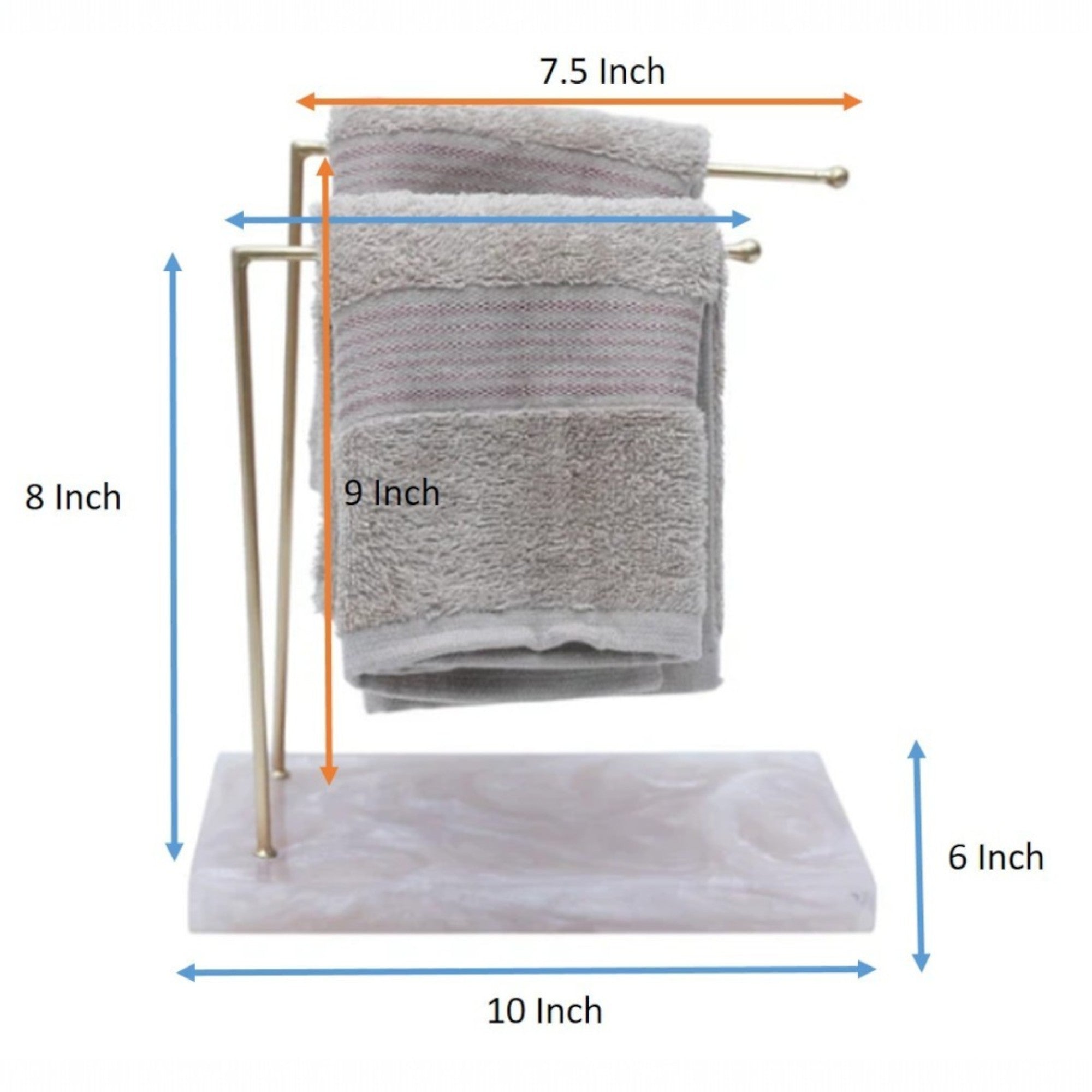 Luxury Dual Gold Metal Towel Stand With Ivory Resin Base