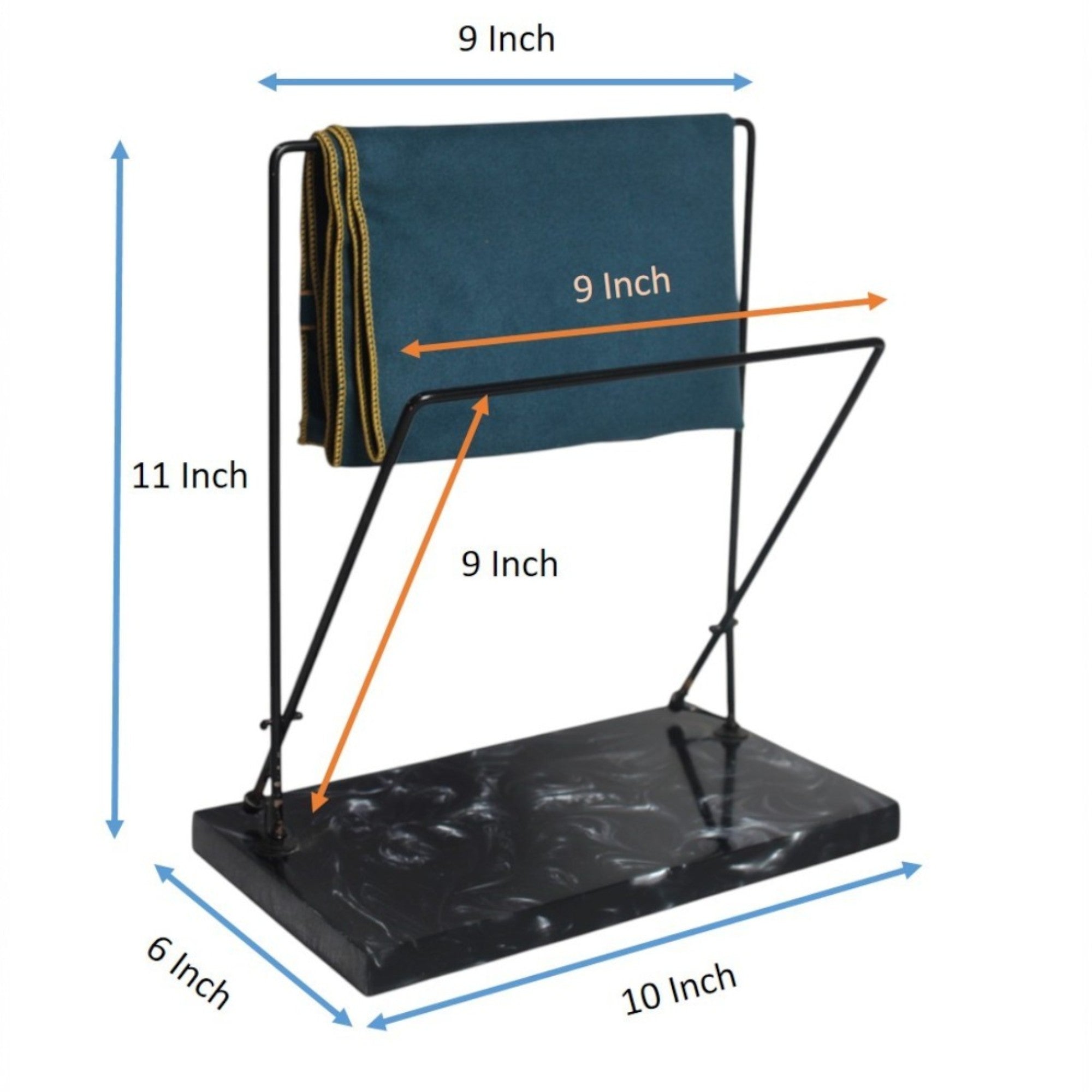 Dual Adjustable Metal Powder Coated Towel Stand with Black Resin Base