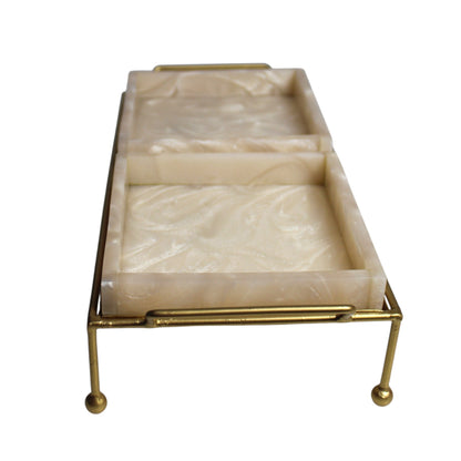 Premium Metal Twin Tray Serving Food Platter