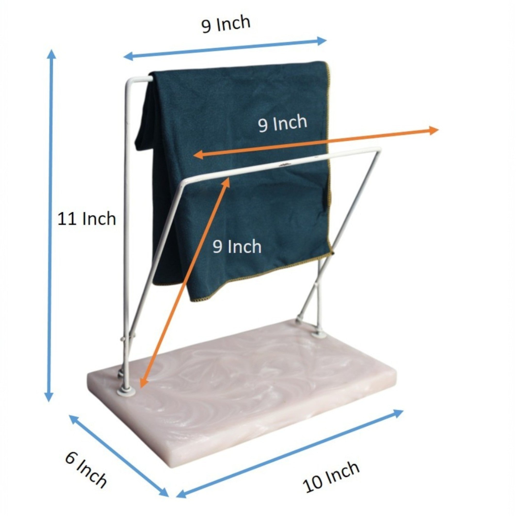 Dual Adjustable Metal Powder Coated Towel Stand with Beige Resin Base