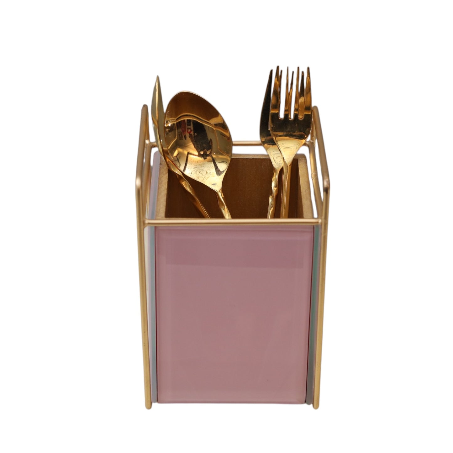 Luxury Pink Silver Glass Designer Cutlery Holder