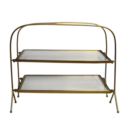 Premium Metal Double Tray, Double Holder Serving Food Platter Serving