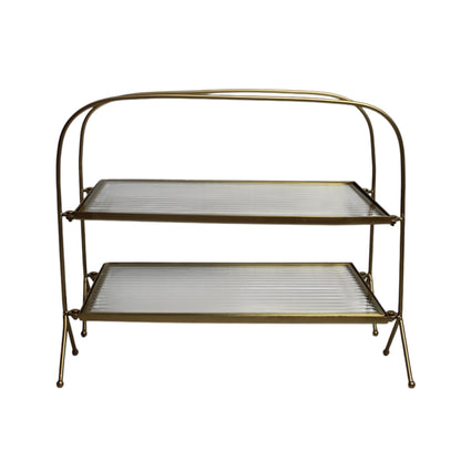 Premium Metal Double Tray, Double Holder Serving Food Platter Serving