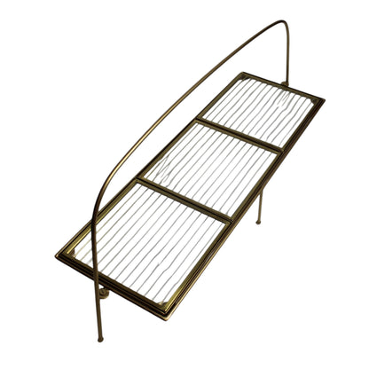 Premium Metal Long Cradle Triple Tray Serving Food Platter