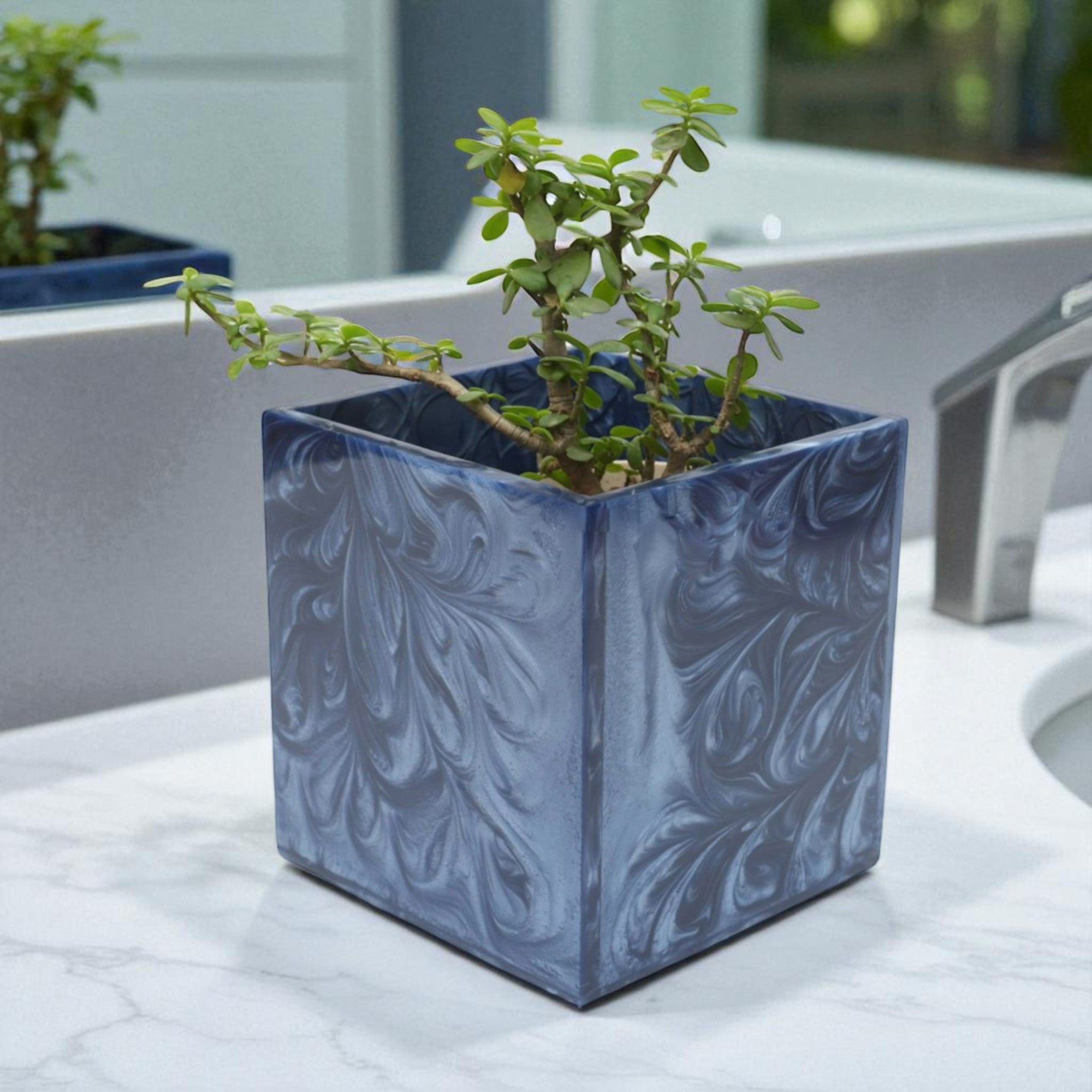 Blue Resin Dustbin