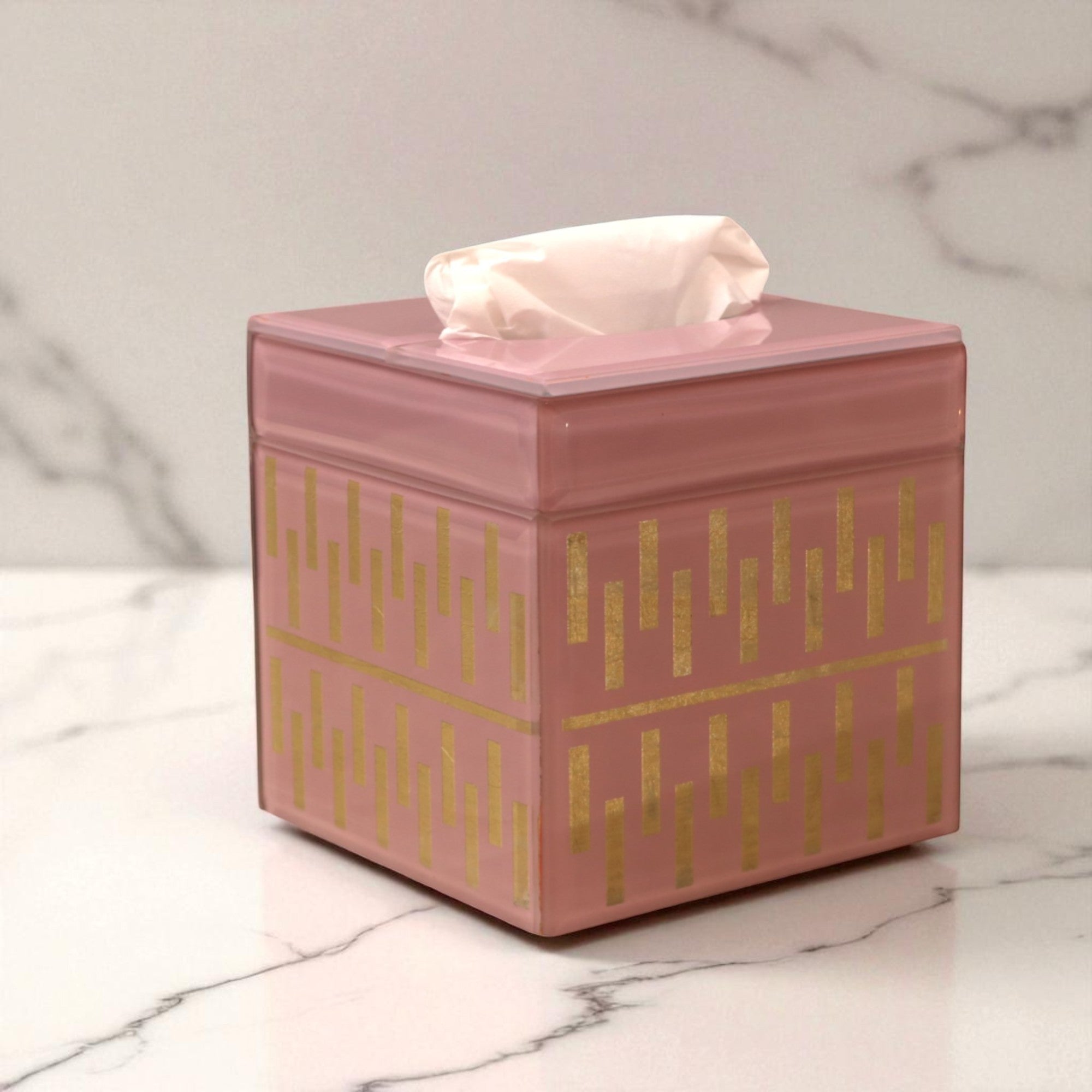 Designer Pink Gold Tissue Box for Modern Bathrooms