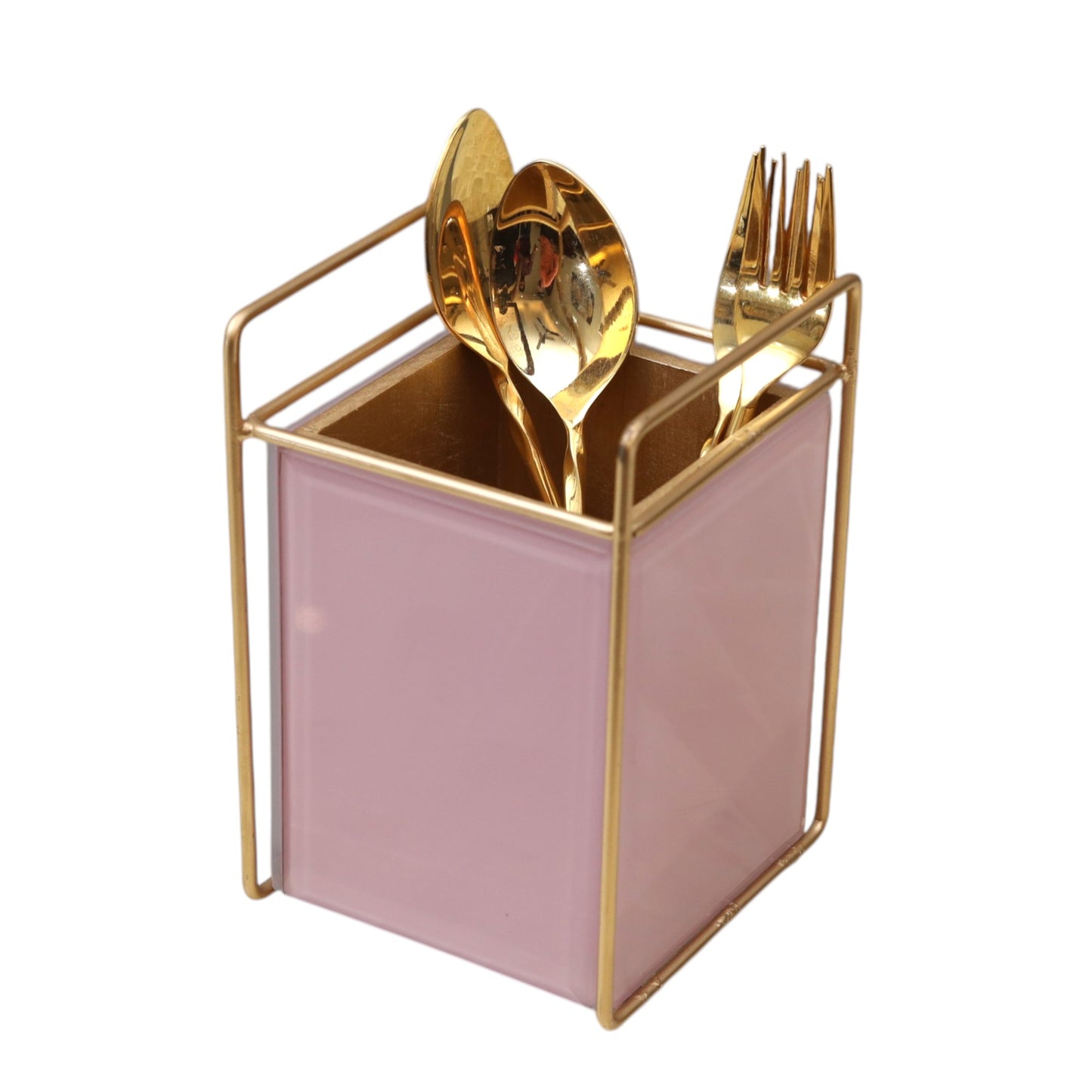 Luxury Pink Silver Glass Designer Cutlery Holder