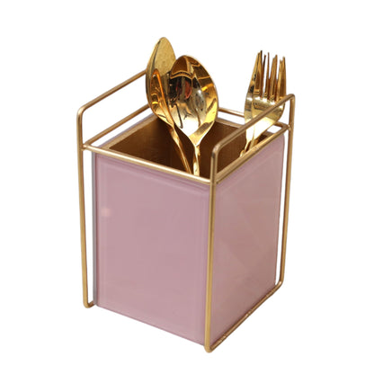 Luxury Pink Silver Glass Designer Cutlery Holder