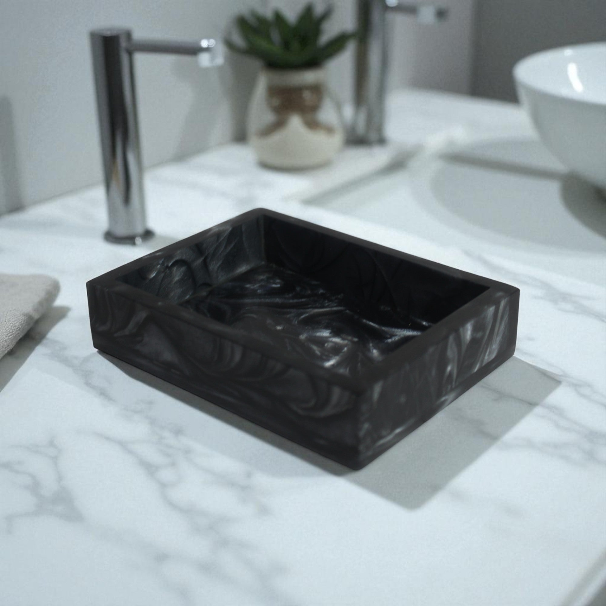Black Resin Soap Dish
