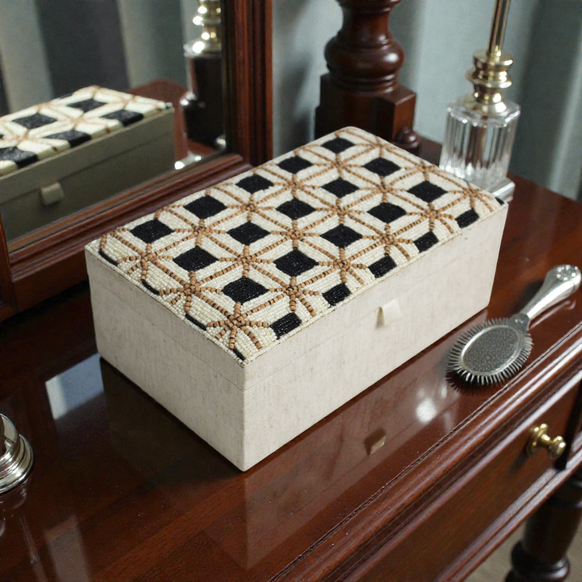 Geo-Lattice Beaded Jewellery Box