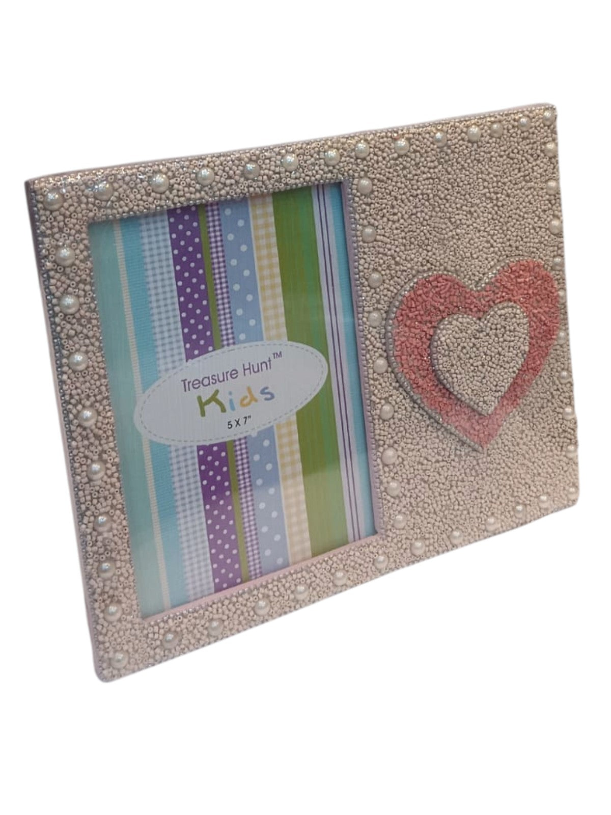 Shimmering Pearl & Heart Artisan Beaded Photo Frame for Valentine