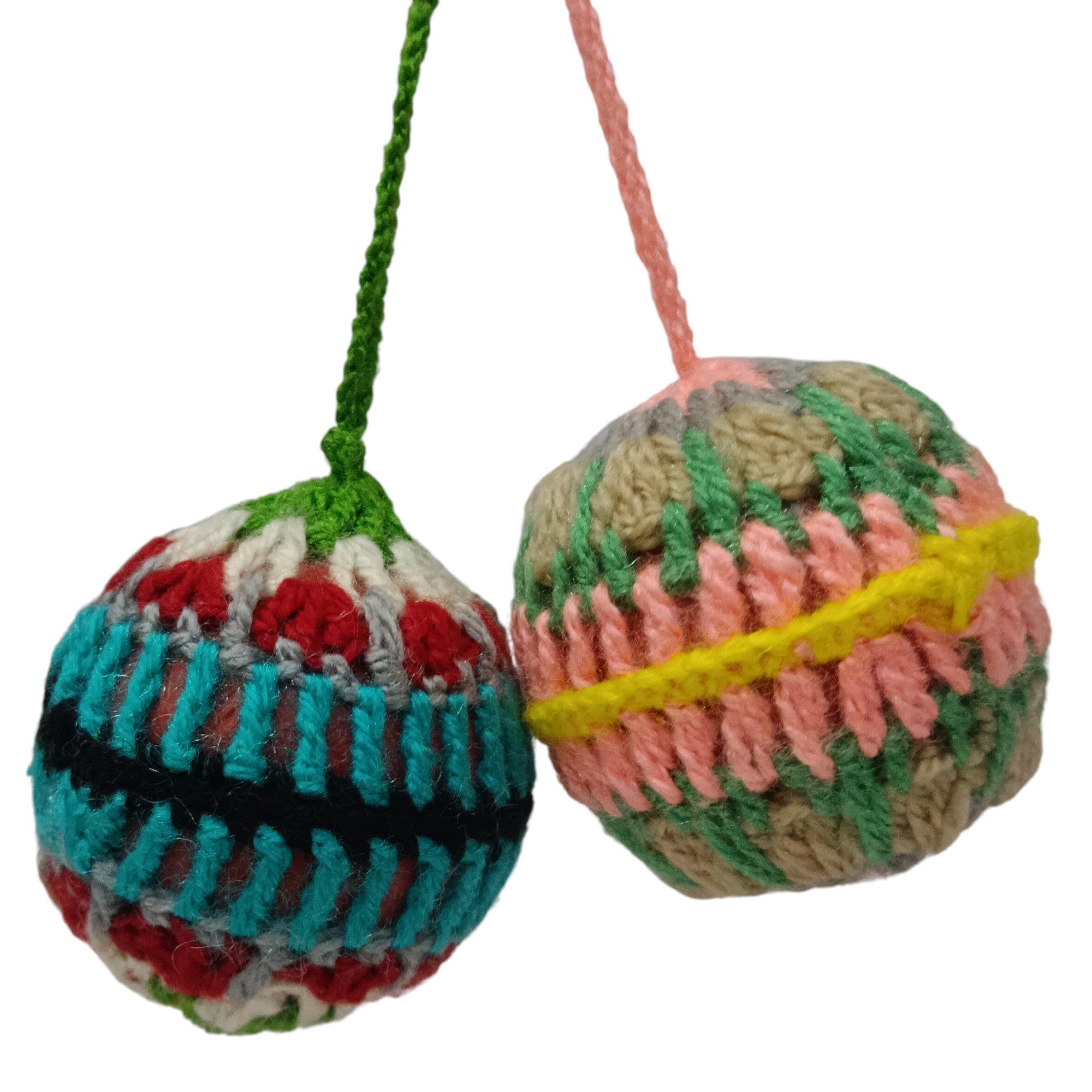 Set of 2 Crochet Balls Christmas Hangings