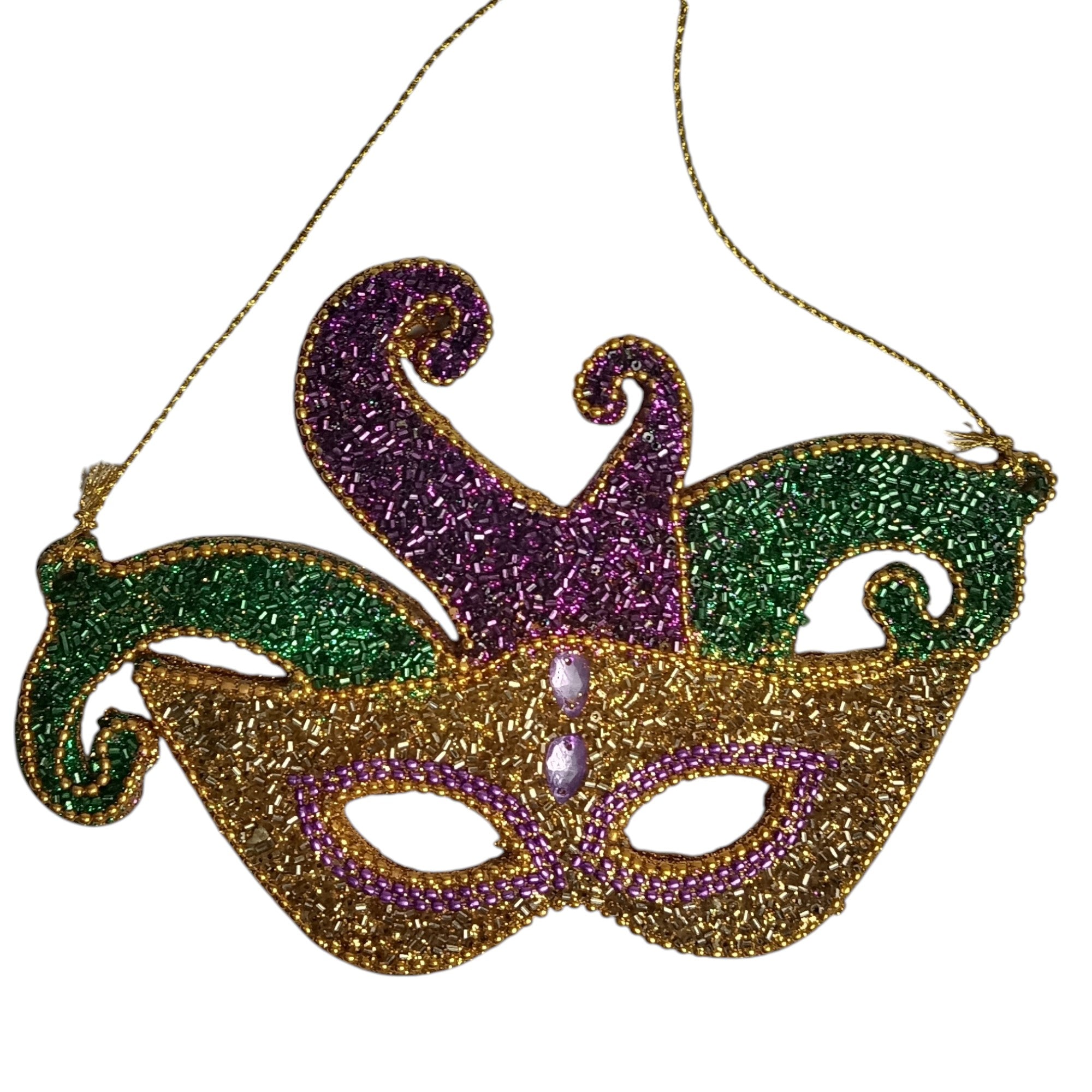  Glitter Beaded Face Mask Shaped Decorative Christmas Tree Ornament 